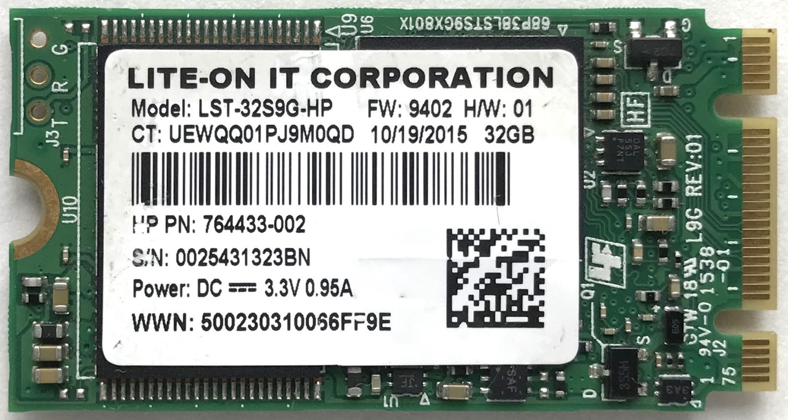 Lite-On 32GB M.2 2242 SATA SSD LST-32S9G-HP HP PN: 764433-002