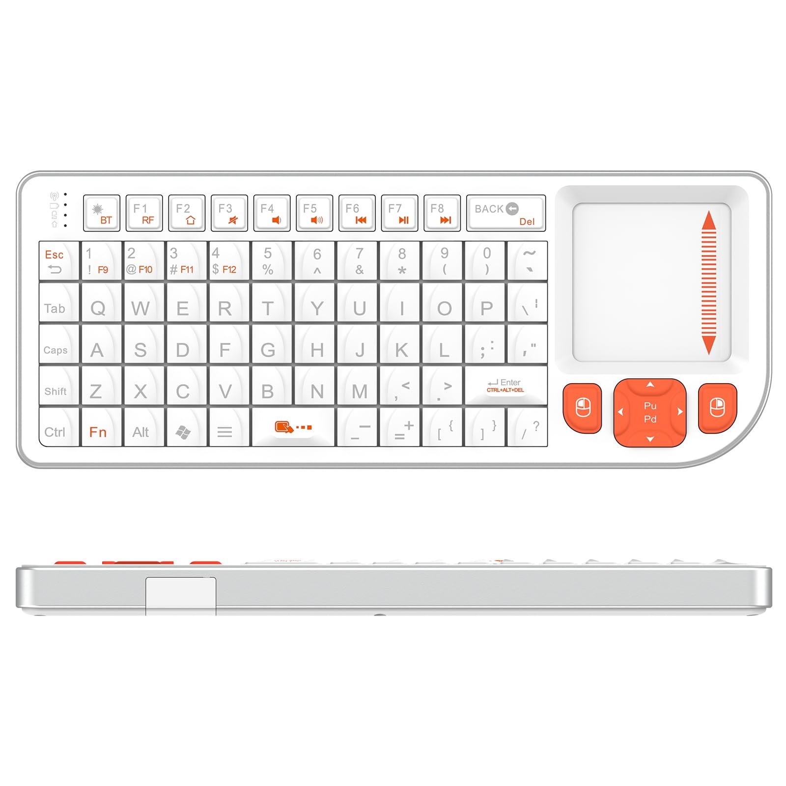 K809 Mini Wireless Keyboard Touchpad BT 2.4G 1000mAh White PC/TV/HTPC/Laptop