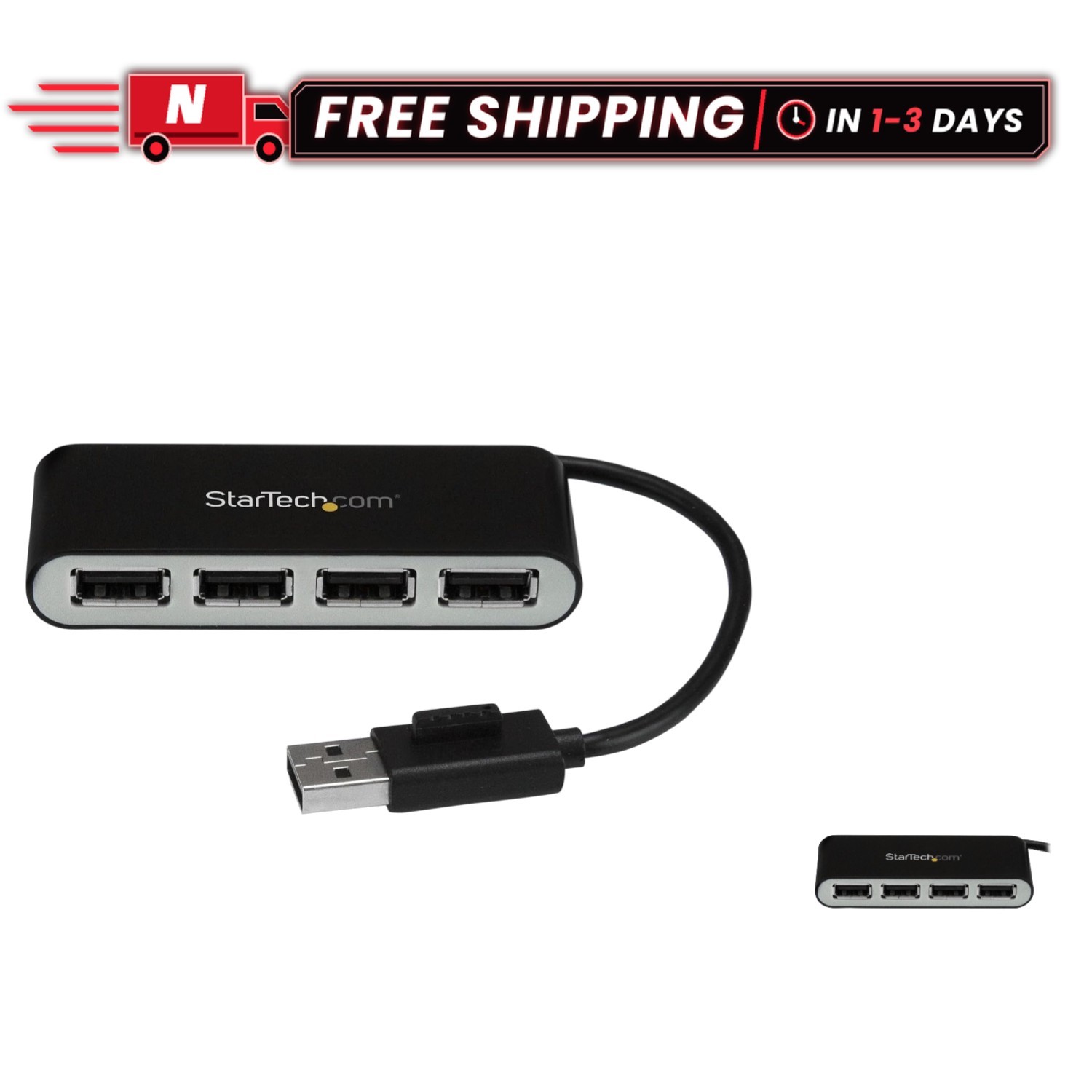 StarTech Portable 4-Port USB 2.0 Hub - Ideal for Travel & Fast 480Mbps Speed
