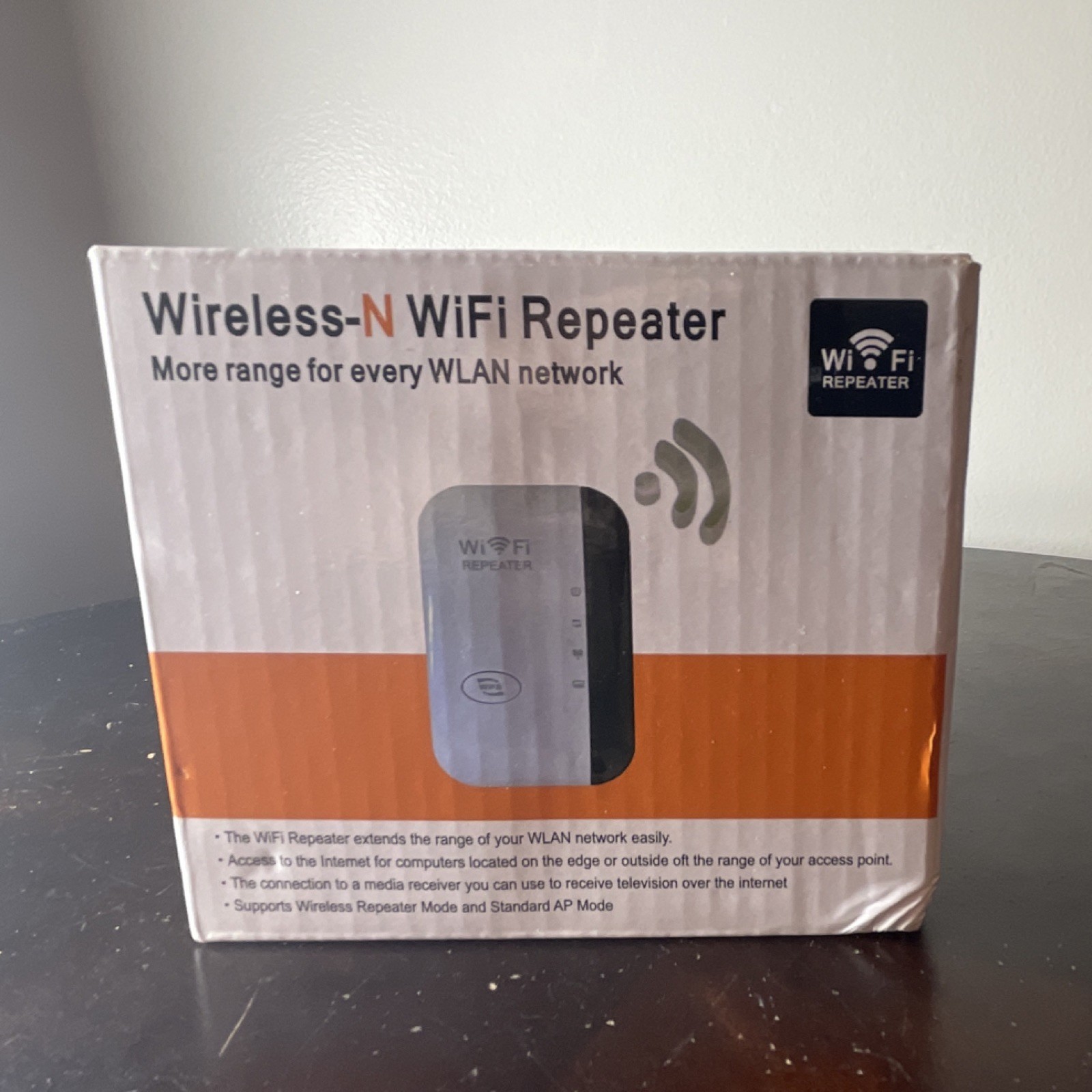 Wireless-N WiFi Repeater WIFI300M Dual-Band 300Mbps Black Ethernet RJ-45