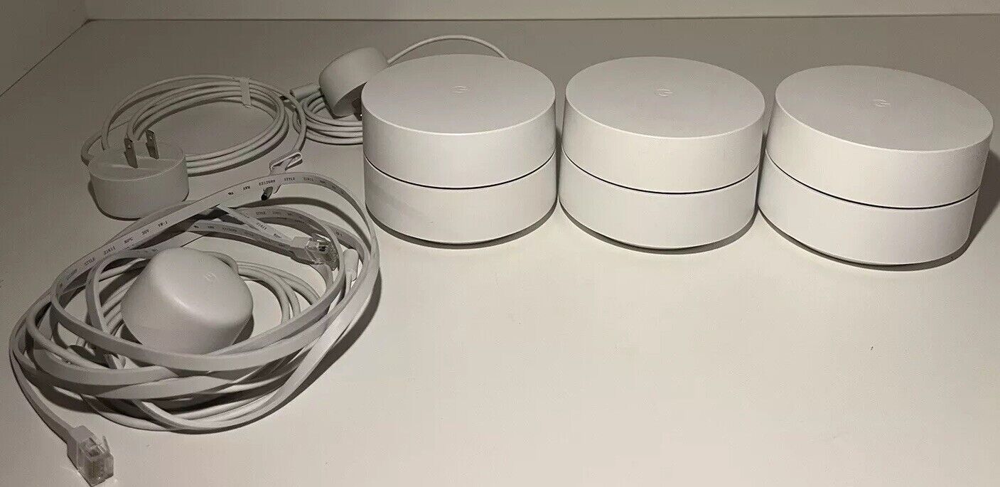 3-Pack Google WIFI Access Point Router GJ2CQ Google Mesh w/ Power Cords