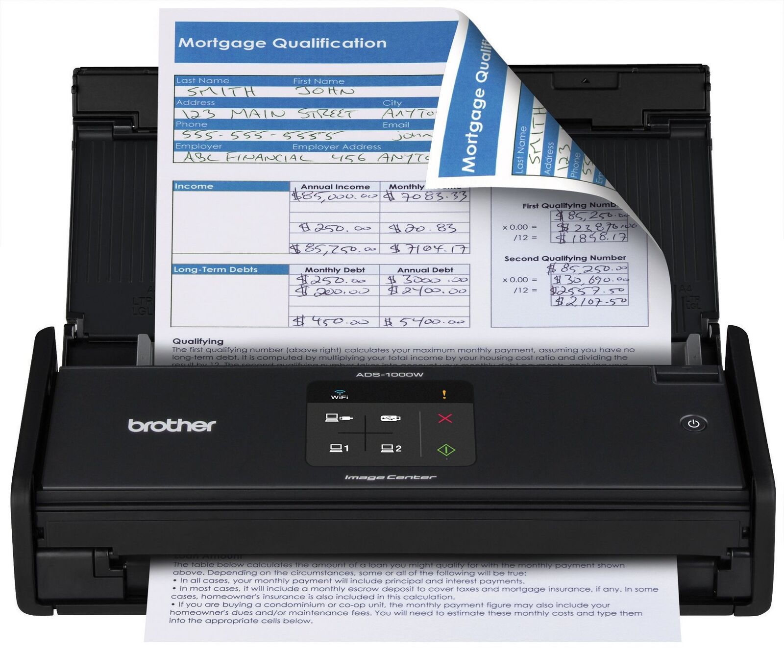 Brother Printer ADS1000W Compact Color Desktop Scanner with Duplex and Wireless