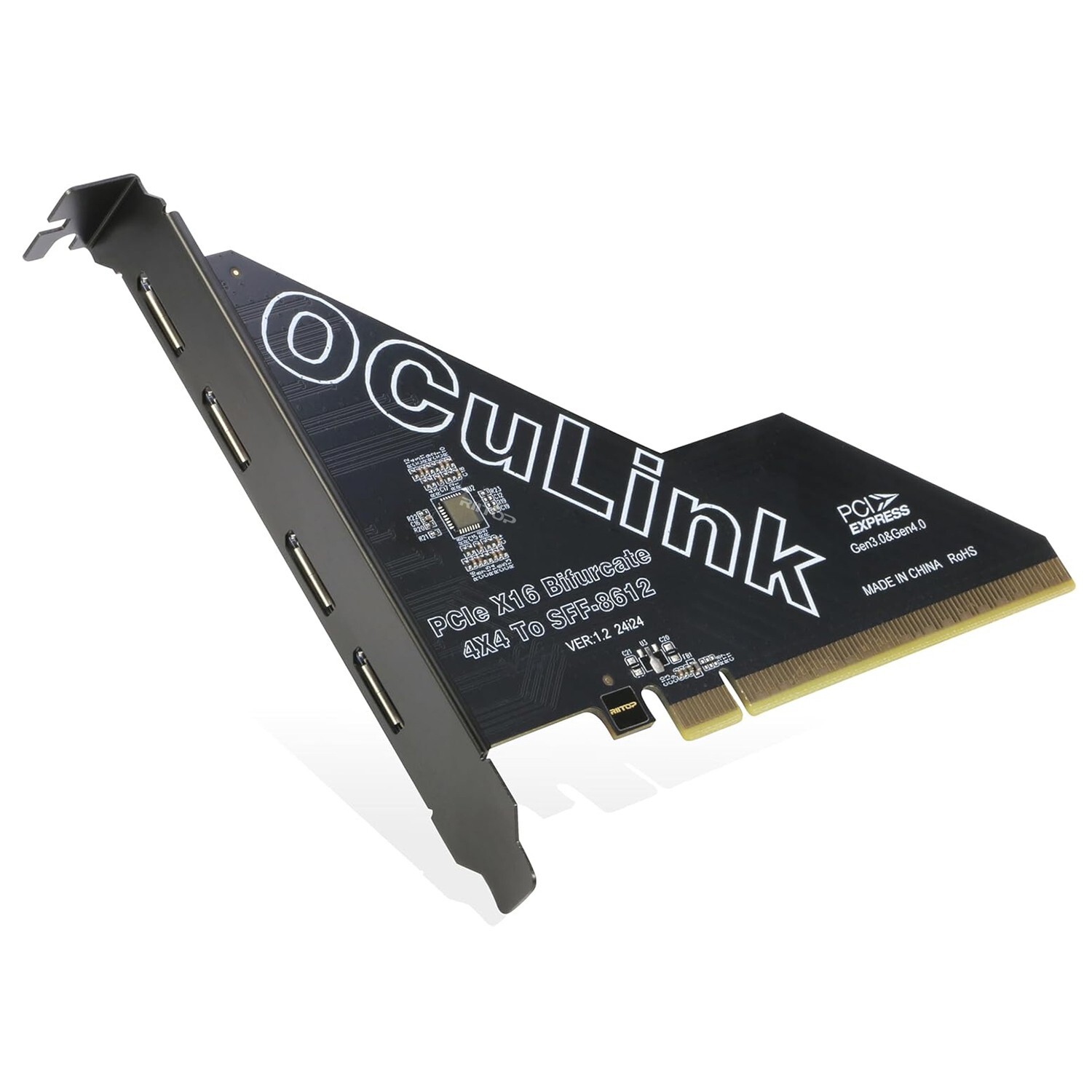 PCIe to Oculink Adapter [4-Port],PCIe 4.0 x16 to SFF-8612 (SFF-8611 Female) Card