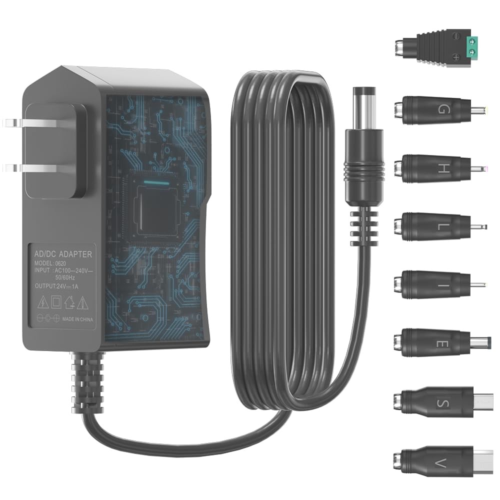DC/AC 24V 1A Power Supply, Universal Replacement Charger Switching Black