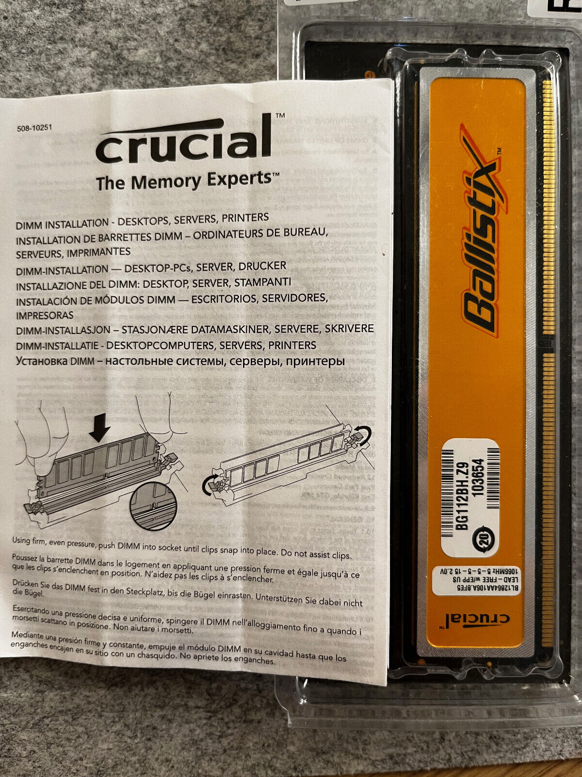 Crucial Ballistix 1GB DDR2 1066 PC2 8500 BL12864AA106A.8FE5