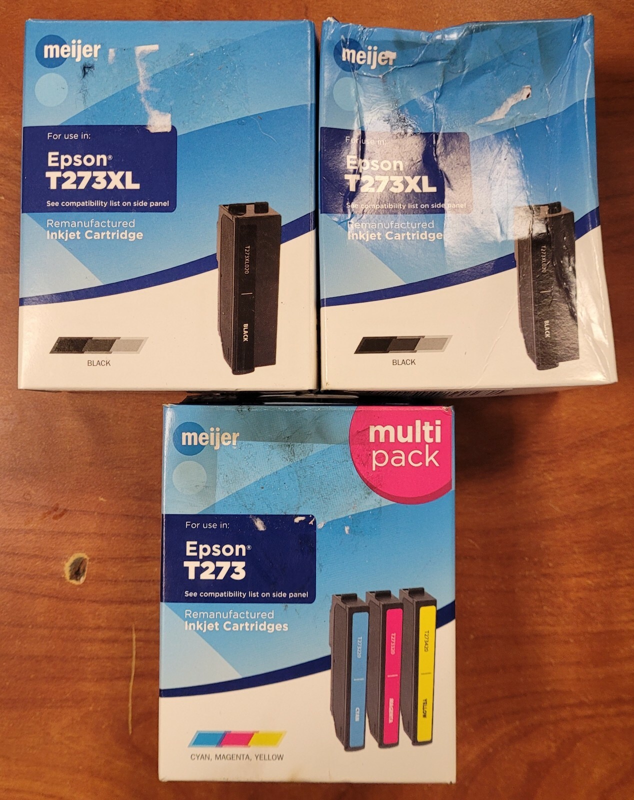 Meijer Brand Reman Ink Cartridges for Epson T273XL & One T Lot of Two Brand New