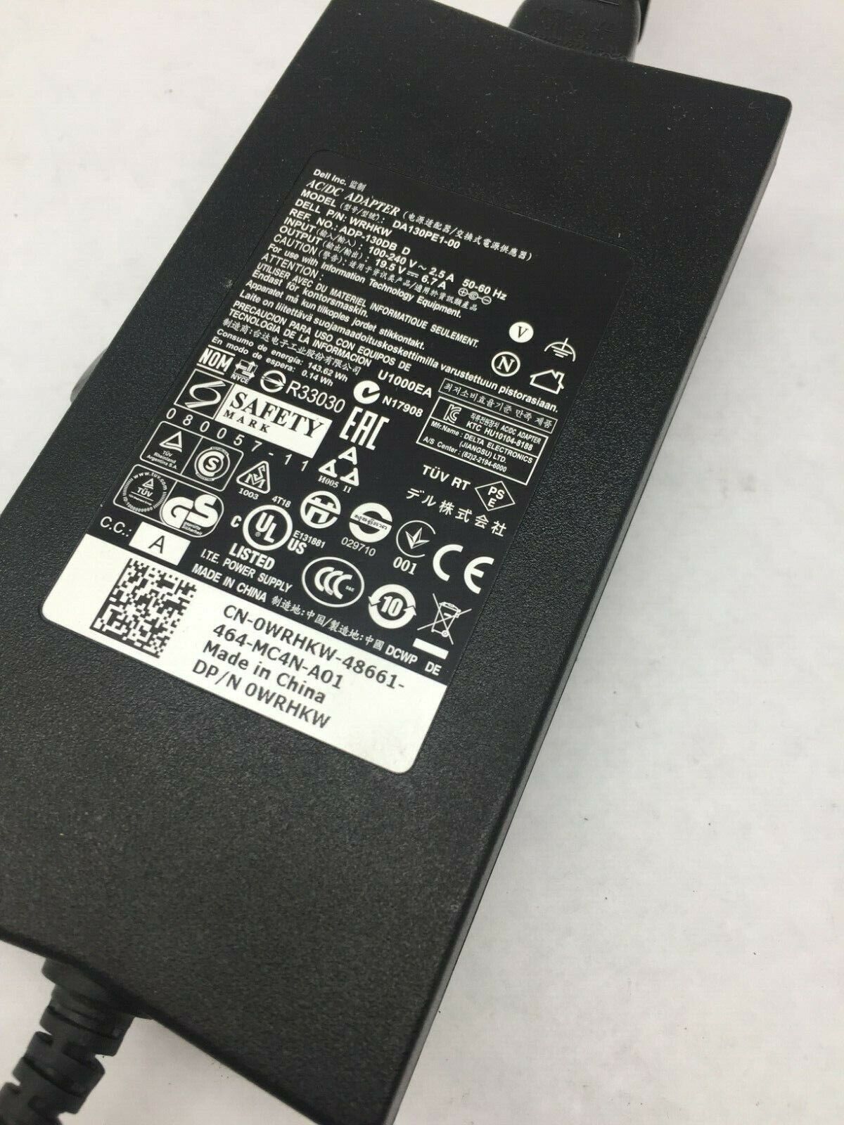 Dell 130W 19.5V 6.7A Laptop charger D6000 dock DA130PE1-00 0WRHKW Adapter7.4x5mm