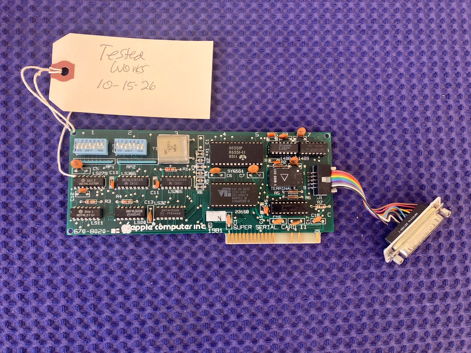 Vintage 1981 Apple II II+ IIE Super Serial Card II Tested Works Great 670-0020