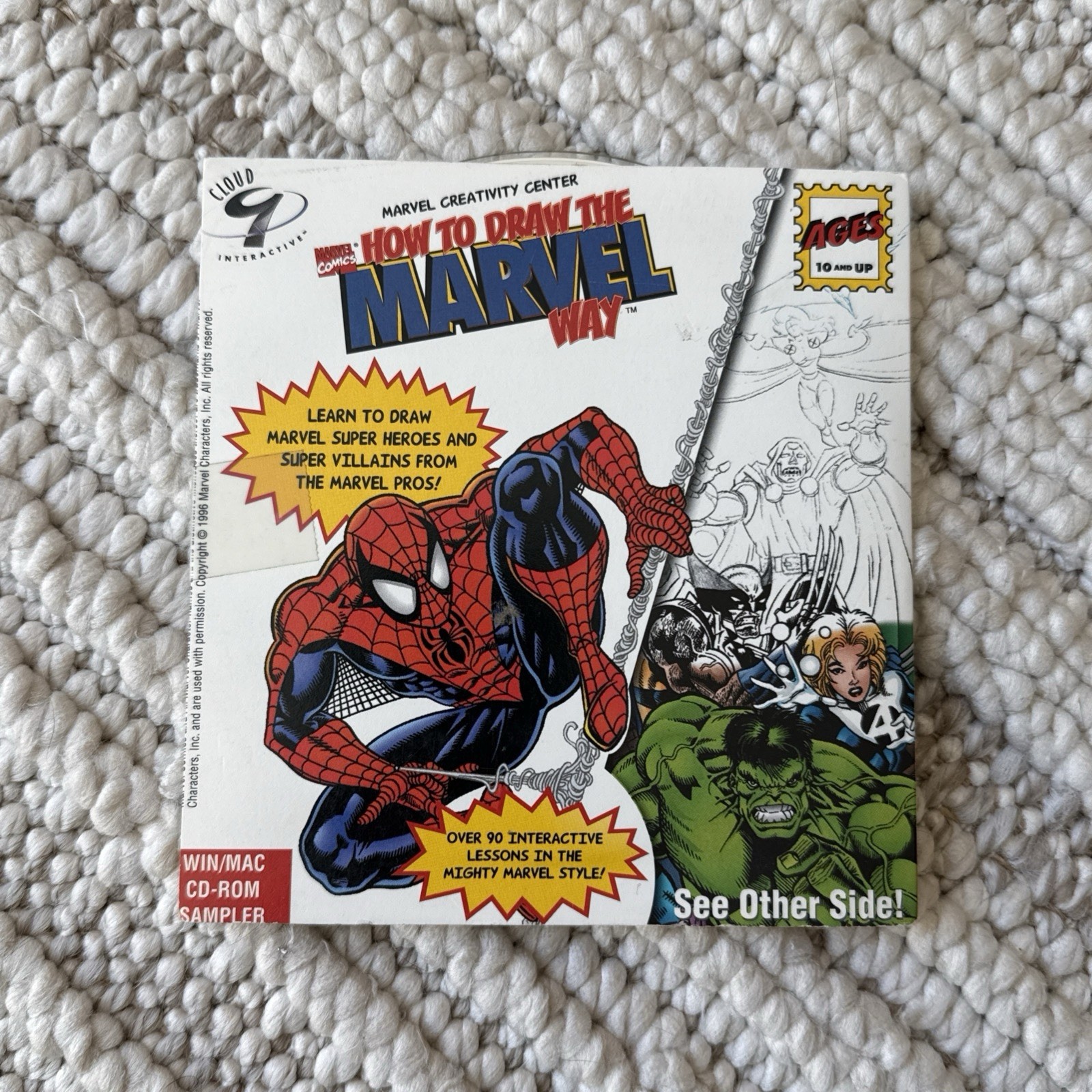 How to Draw the Marvel Way SAMPLER 1996 CD-ROM PC Cloud 9 Dino Finder Comics