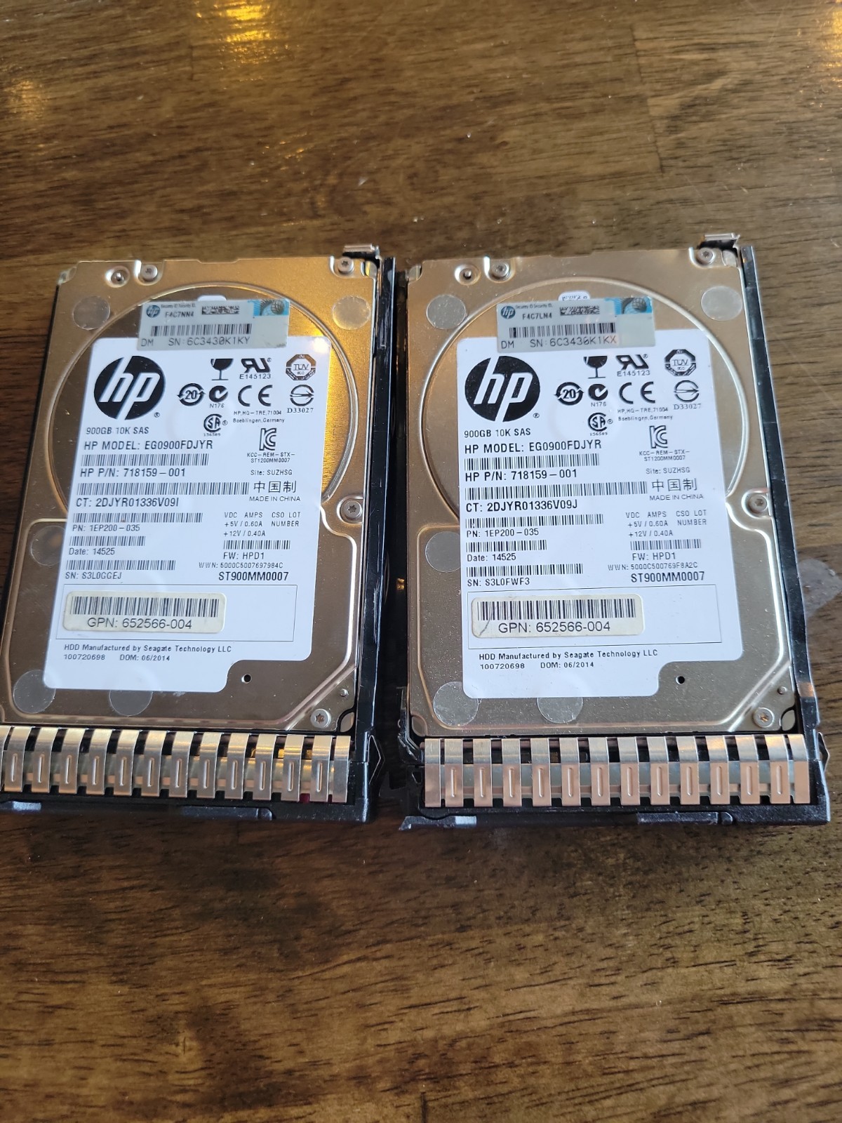 HP 900GB 10K 2.5in SAS HDD EG0900FDJYR 7200RPM 64MB Cache Lot Of 2 Sata X