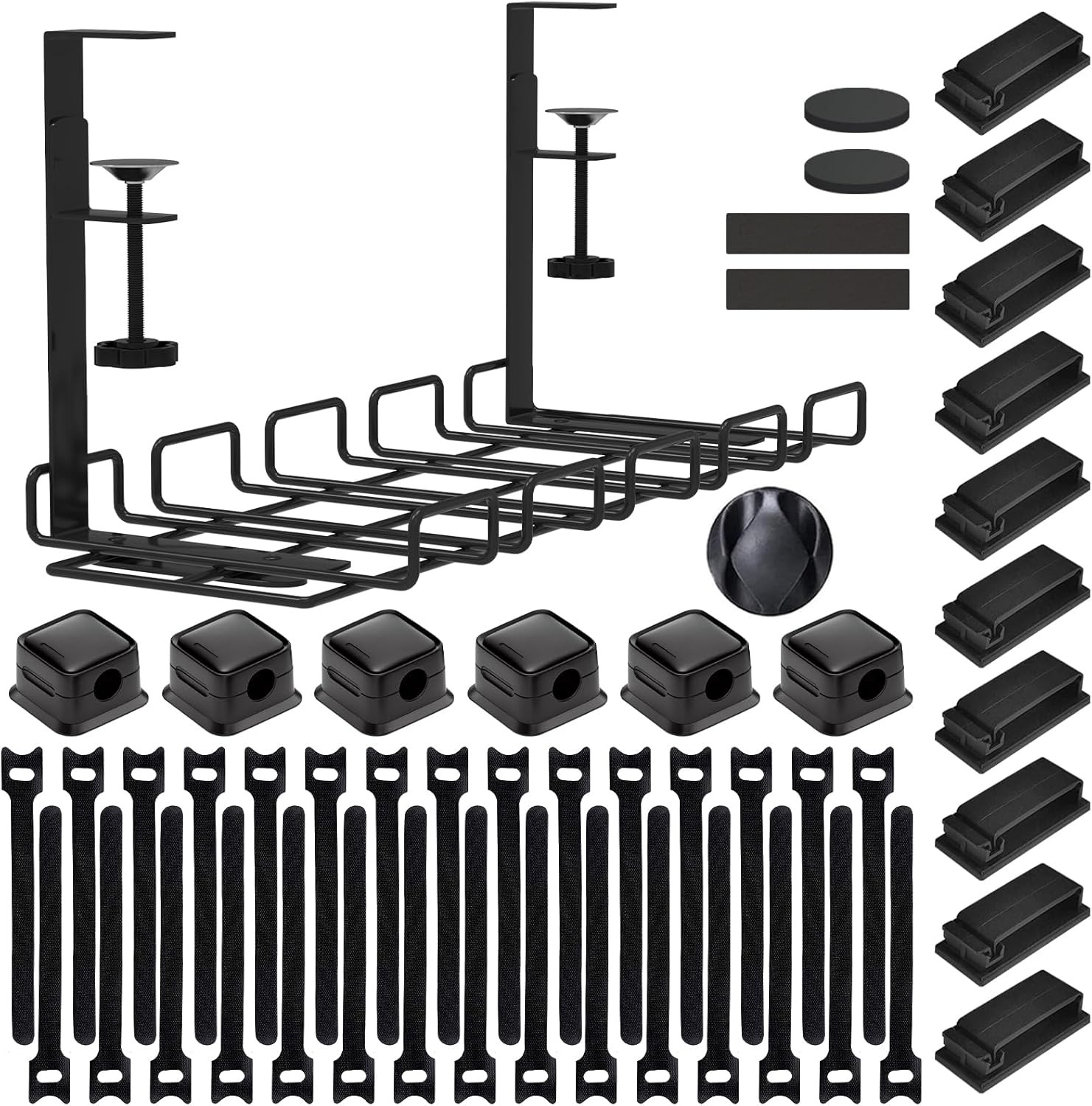 Under Desk Cable Management Tray No Drill Clamp Mount Wire Organizer Kit