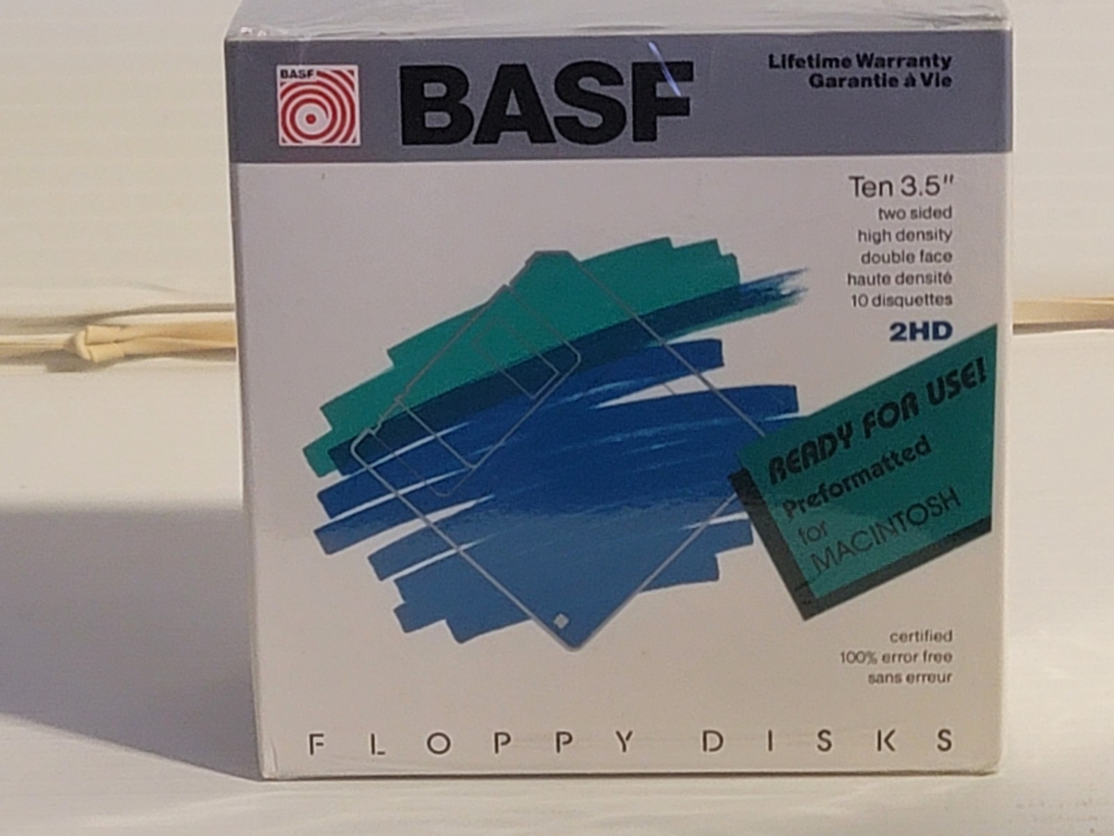 New 10 BASF Floppy Disks Box of 10 High Density 3.5"  2HD  Two Sided NEW SEALED