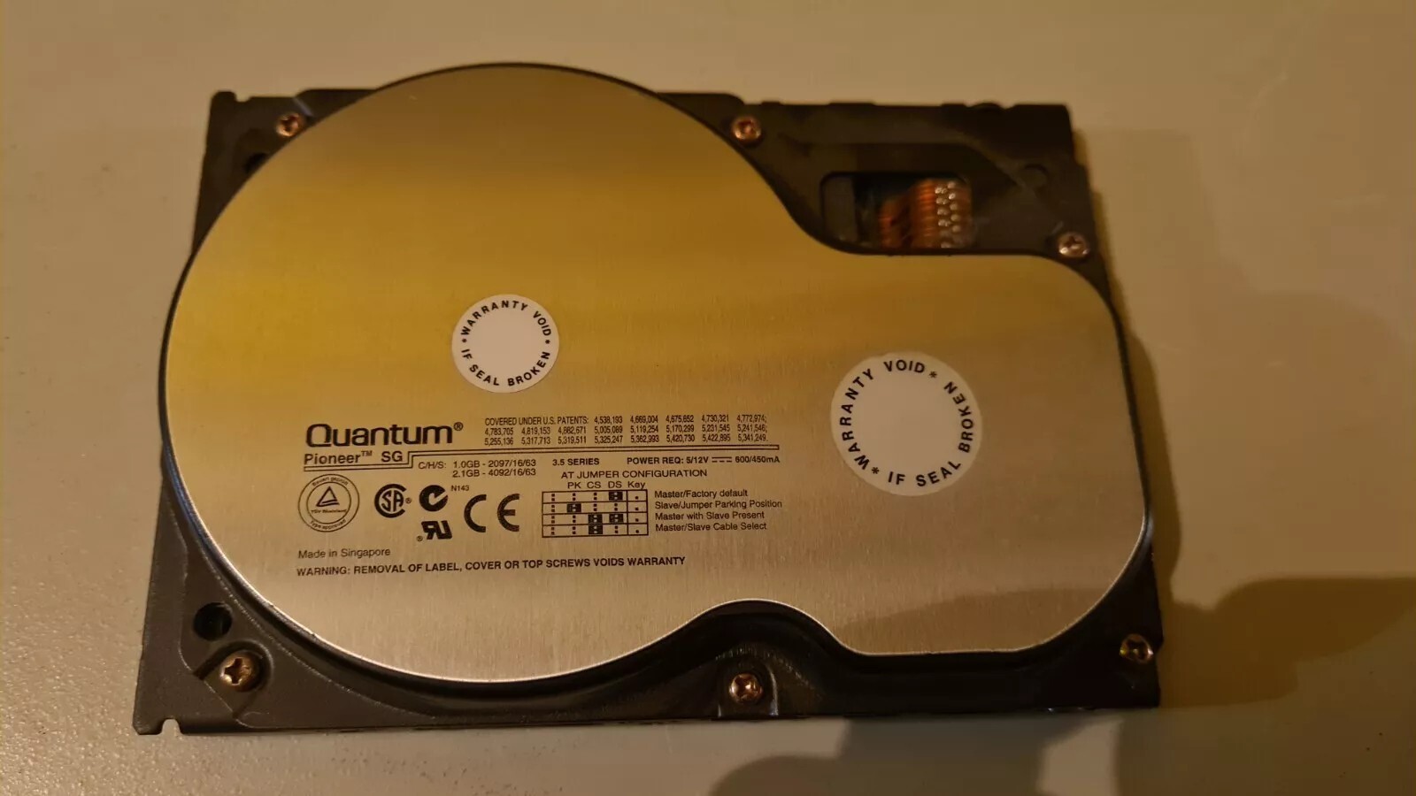 QUANTUM PIONEER SG 3.5 SERIES HARD DRIVE, P/N SG10A011 REV 01-D