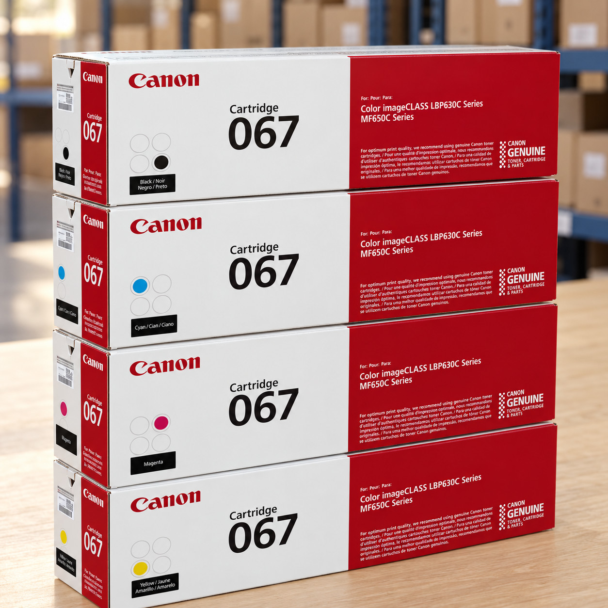 Canon 067 Toner Cartridge Set 4 Pack Black, Cyan, Magenta, Yellow LBP630C MF650C