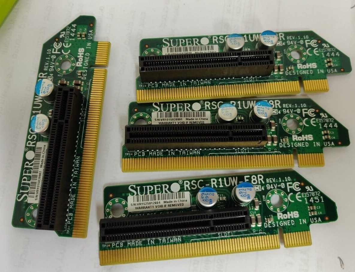 4x Supermicro RSC-R1UW-E8R WIO 1U RHS 1x PCI-E x8 PCI-Express x8 Riser Cards