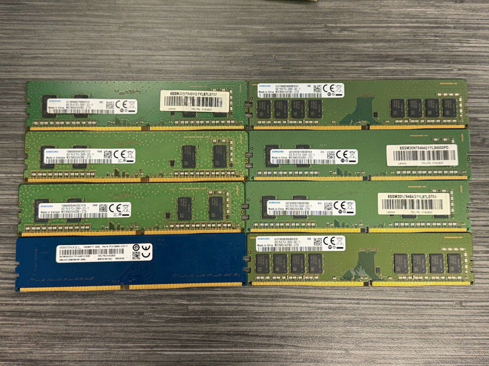 4GB DDR4 2666MHz UDIMM Desktop RAM Memory Mixed Brand Lot Of 8