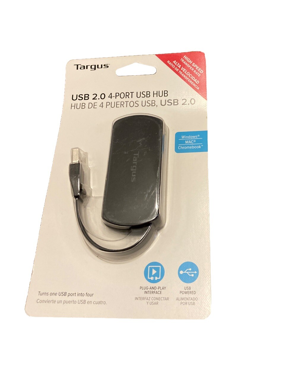 Brand New TARGUS  USB 2.0  4-Port USB Hub (turns one USB port into four)
