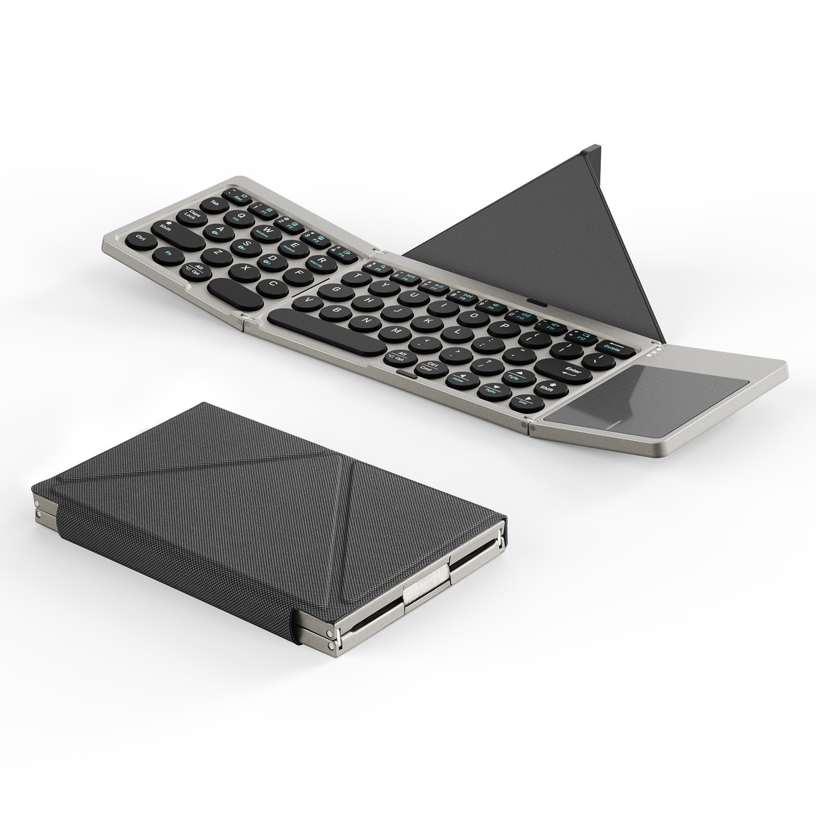 Universal Flip Tri-fold Compact Portable Touch Wireless Keyboard For iPad Tablet