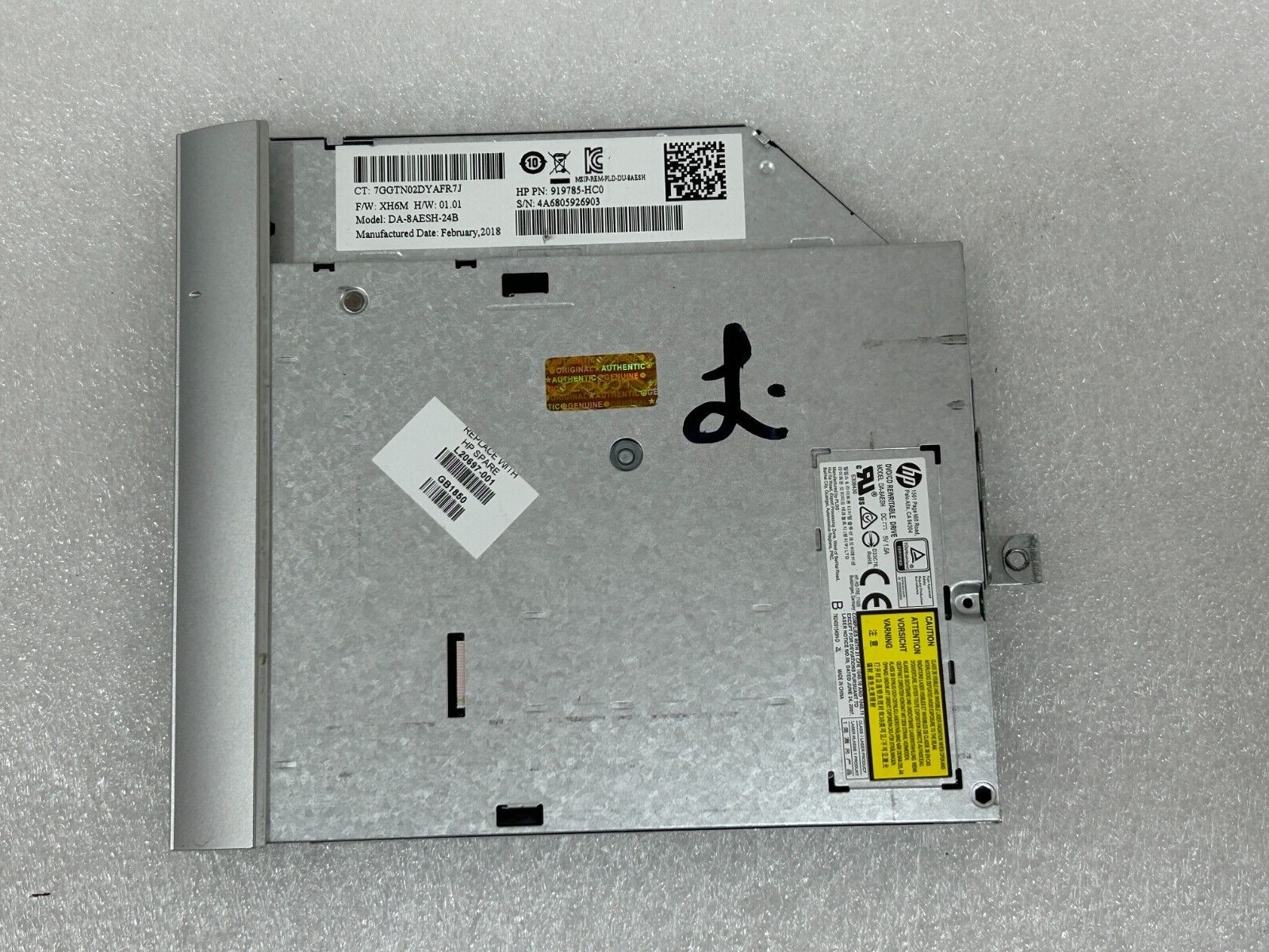 L20697-001 DA-8AESH-24B OEM USED HP DVD DRIVE W BEZEL 17M-BW0013DX