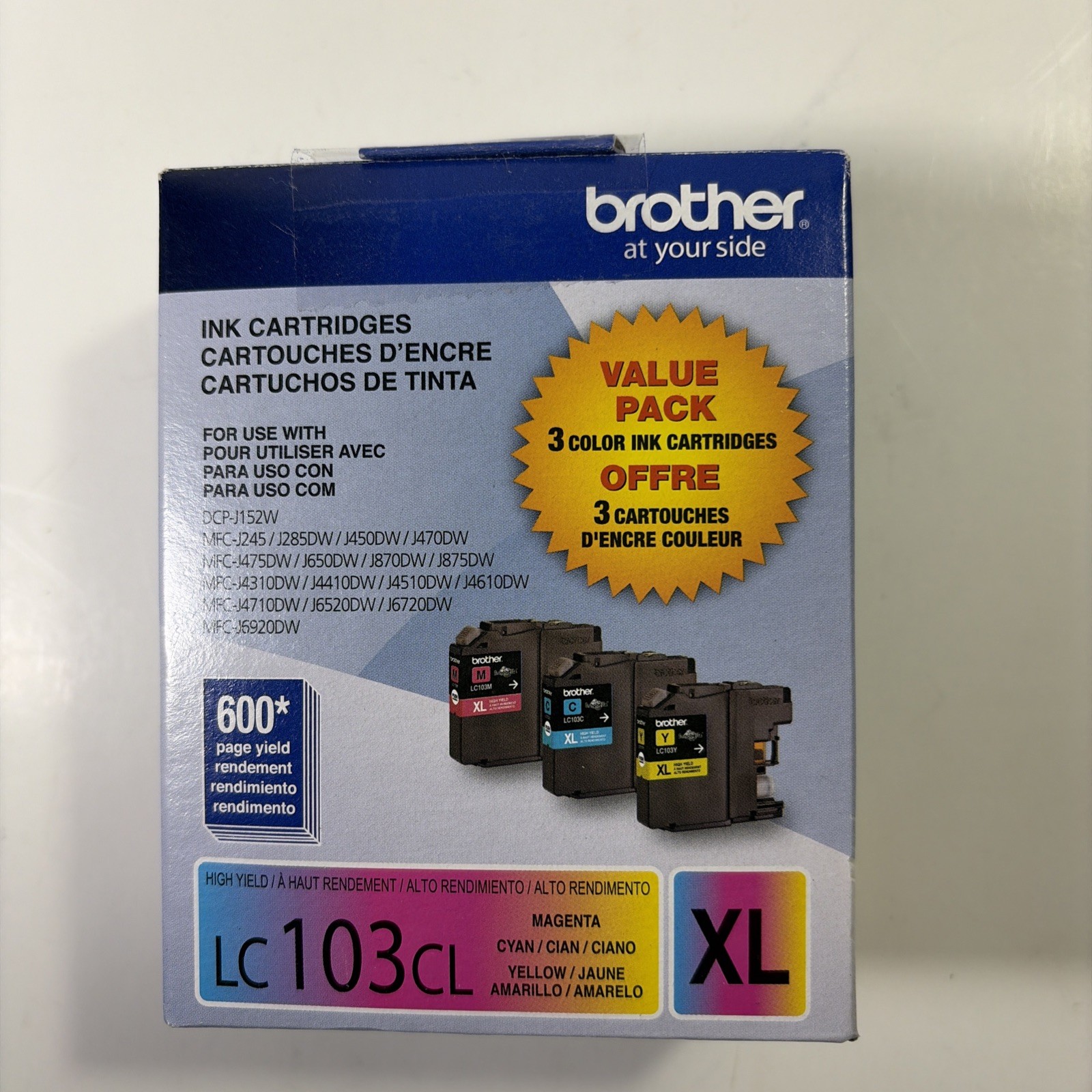 Brother LC103CL XL 3 Pack Cyan Magenta Yellow Ink Cartridges Exp 02/2023 New