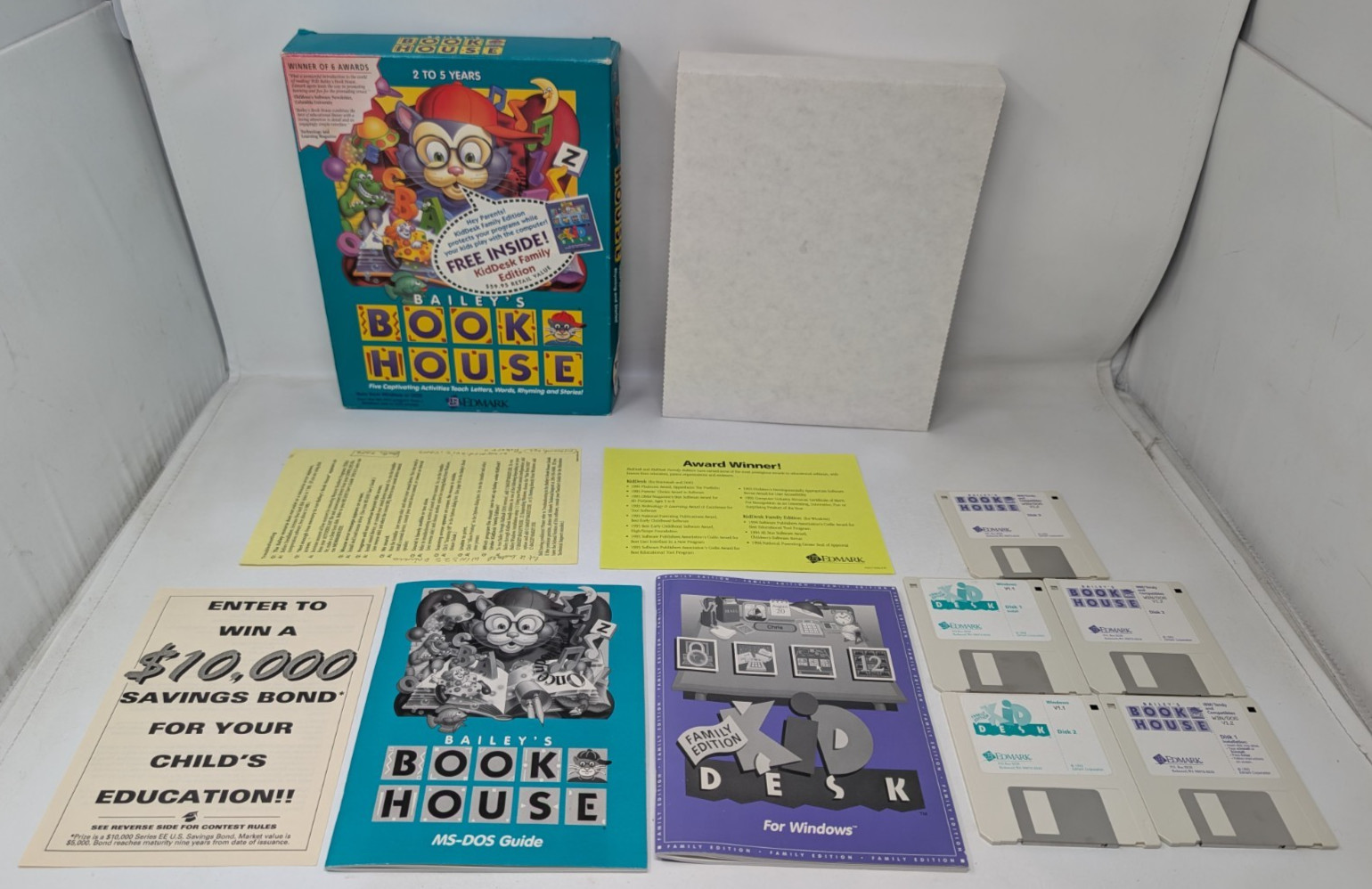 Vintage Bailey’s Book House Edmark Kid's PC Game Big Box Floppy Complete 90s
