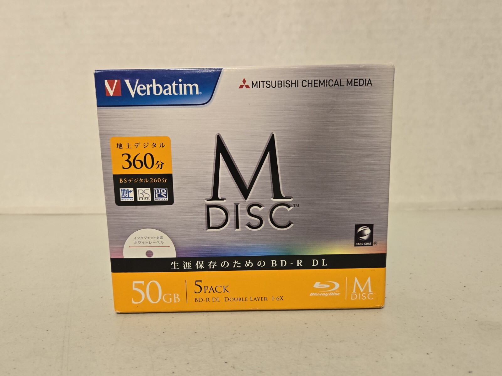 Verbatim M-DISC 50GB BD-R-DL 5pk, 1000yr Archival/Inkjet Printable #DBR50RMDP5V1