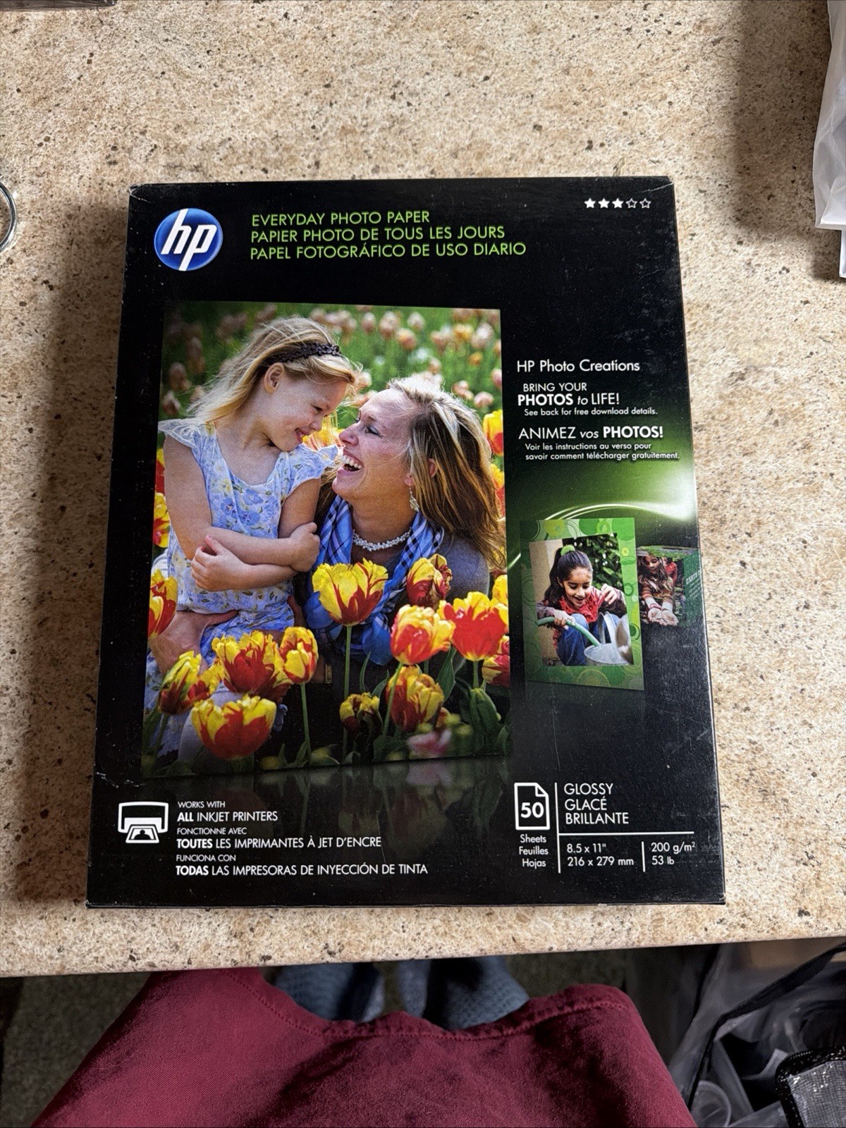 HP Everyday Photo Paper Glossy 8 1/2 x 11, 100 Sheets New In Box