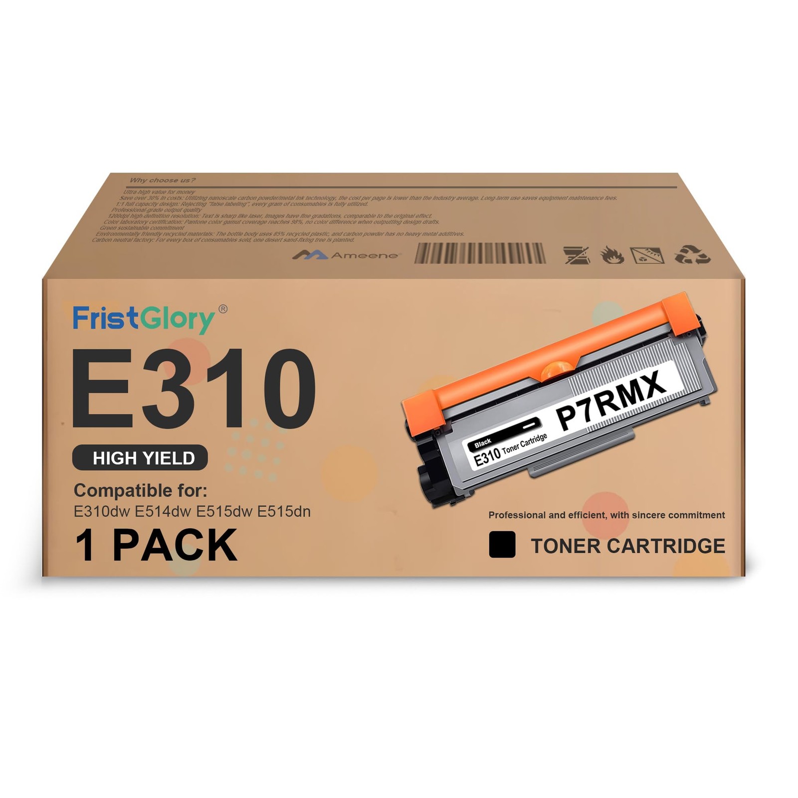 FristGlory E310 E310dw Toner Cartridge High Yield Replacement for DELL P7RMX