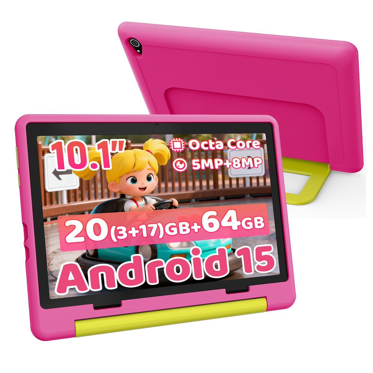 10.1" Kids Tablet Android 15 64GB WiFi 5G Parental Control Learning Games New