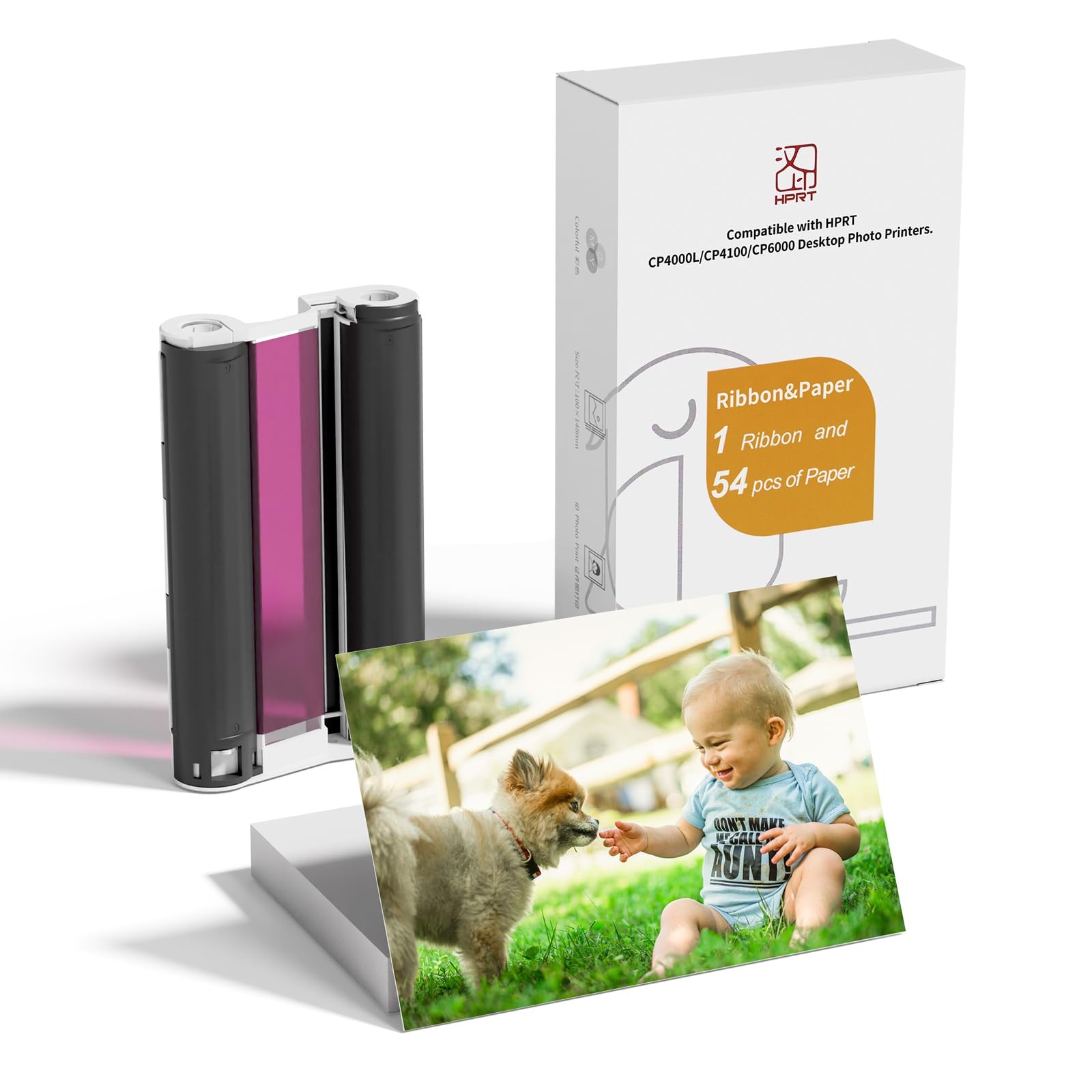 Photo Printer Paper 4x6 Inch 54 Sheets with Ink Ribbon for CP4100 CP6000 Kit