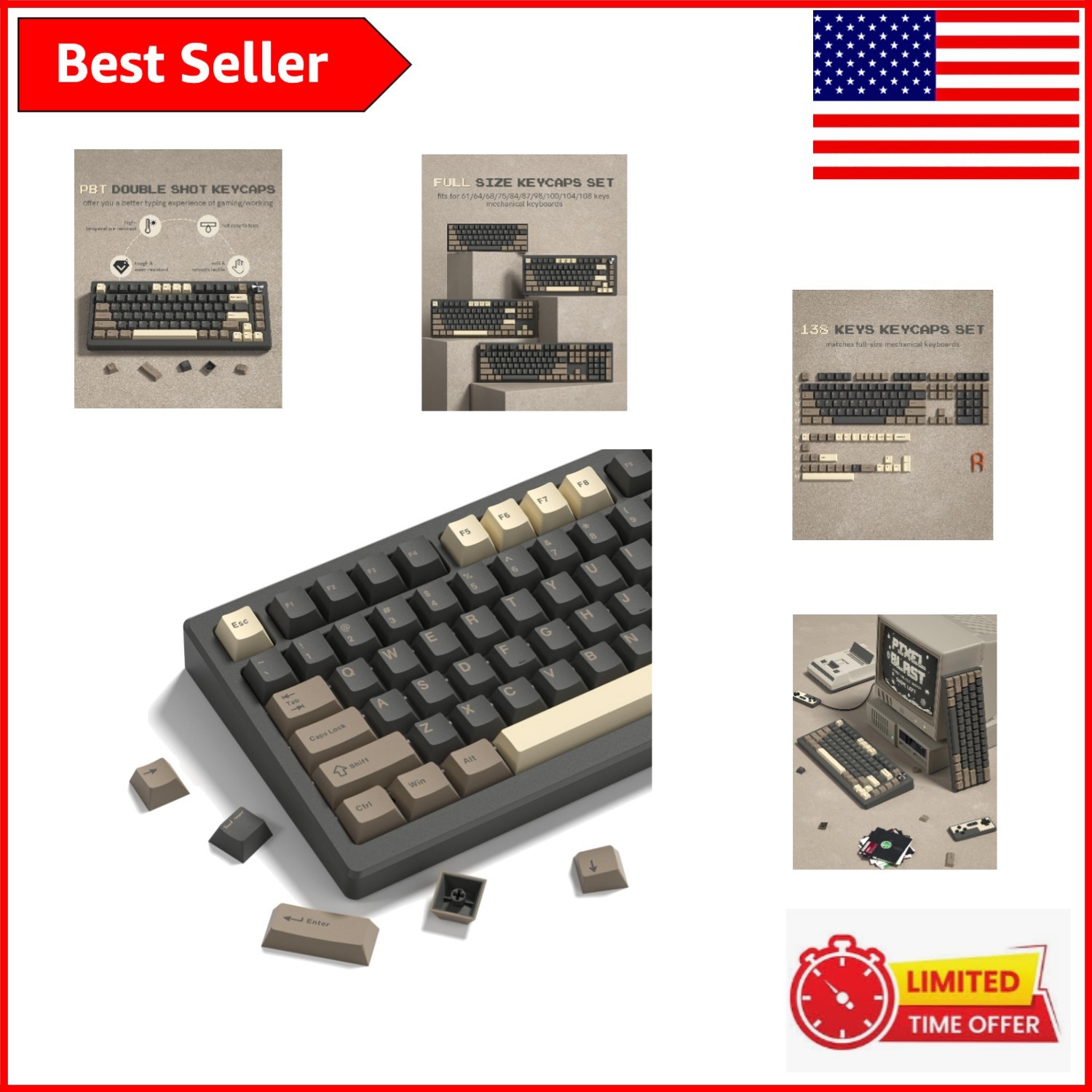 Womier  PBT Double Shot Keycap Set - 138 Keys for Custom Keyboard Builds