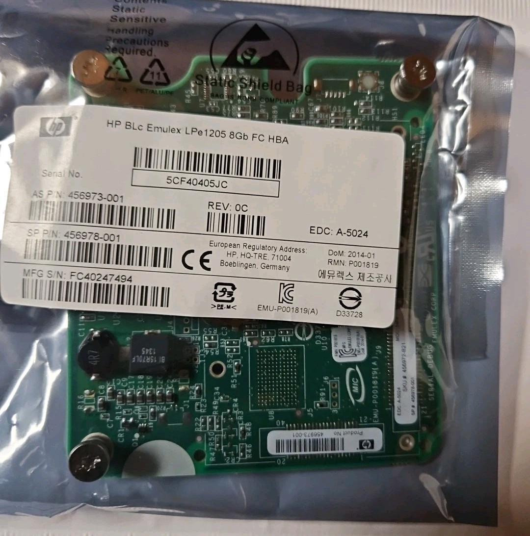 NEW(456973-001) (456978-001) HP BLC EMULEX LPE1205 FC HBA 8GB