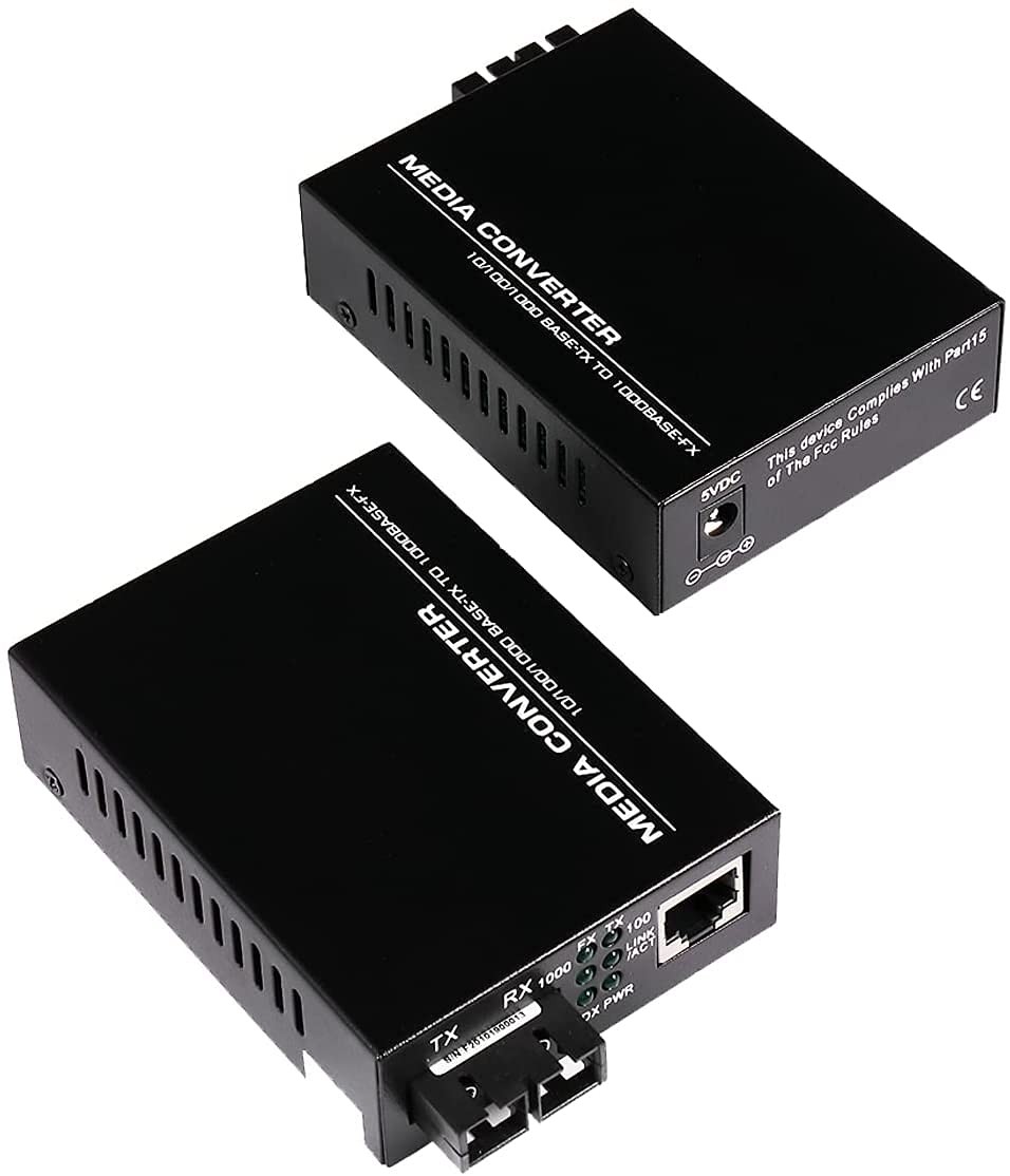 A Pair 2 Pack MultiMode Dual SC Fiber Gigabit Fast Ethernet Media Converter