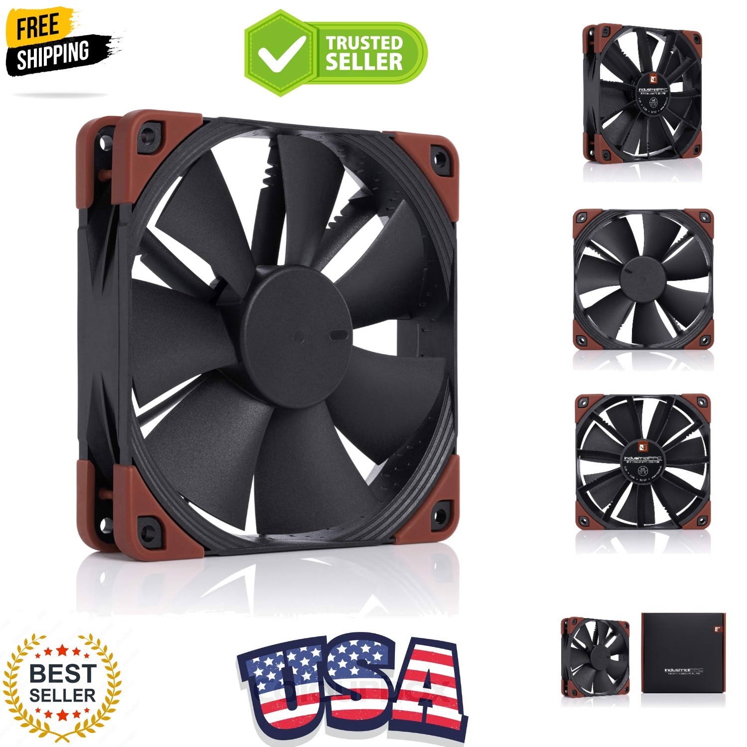 NF-F12 iPPC 3000 PWM, Heavy Duty Cooling Fan, 4-Pin, 3000 RPM 120mm, Black