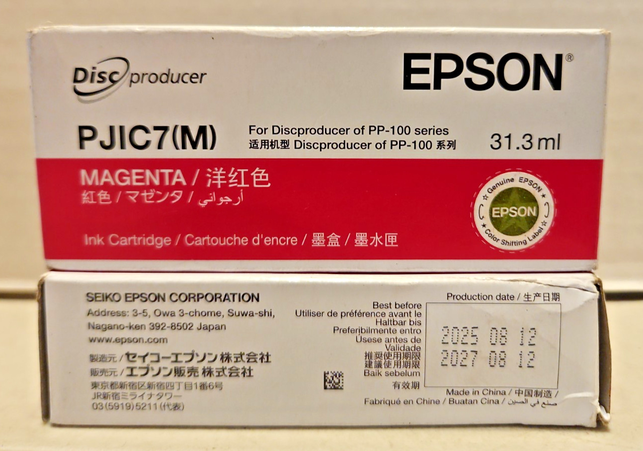 Epson Discproducer Magenta Ink Cartridge PJIC7 For PP100 (2027) - Lot of 2  M