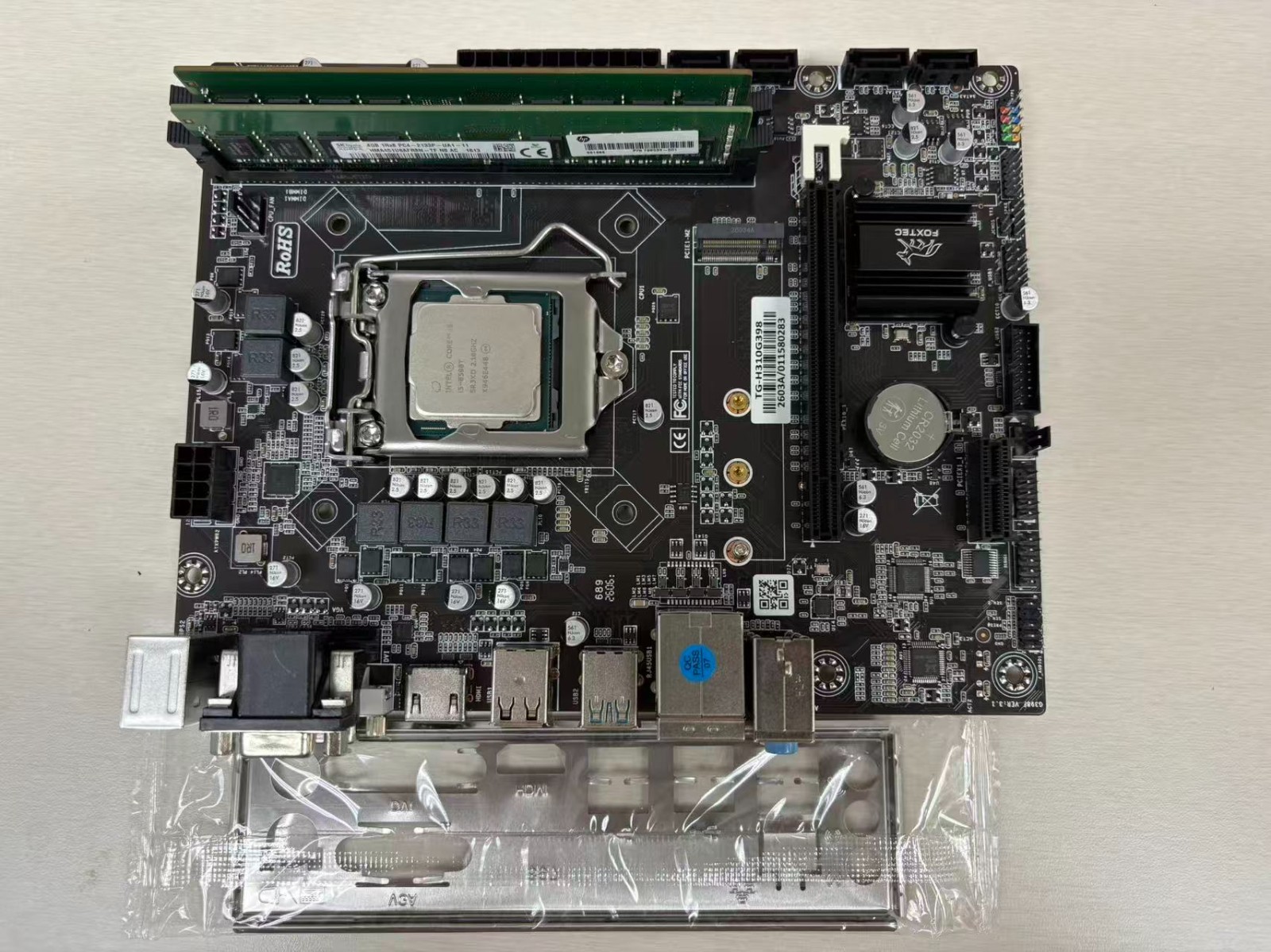 H310 LGA1151 Motherboard w/i5-8500T CPU 8GB DDR4 M.2 NVMe mATX I/O Shield
