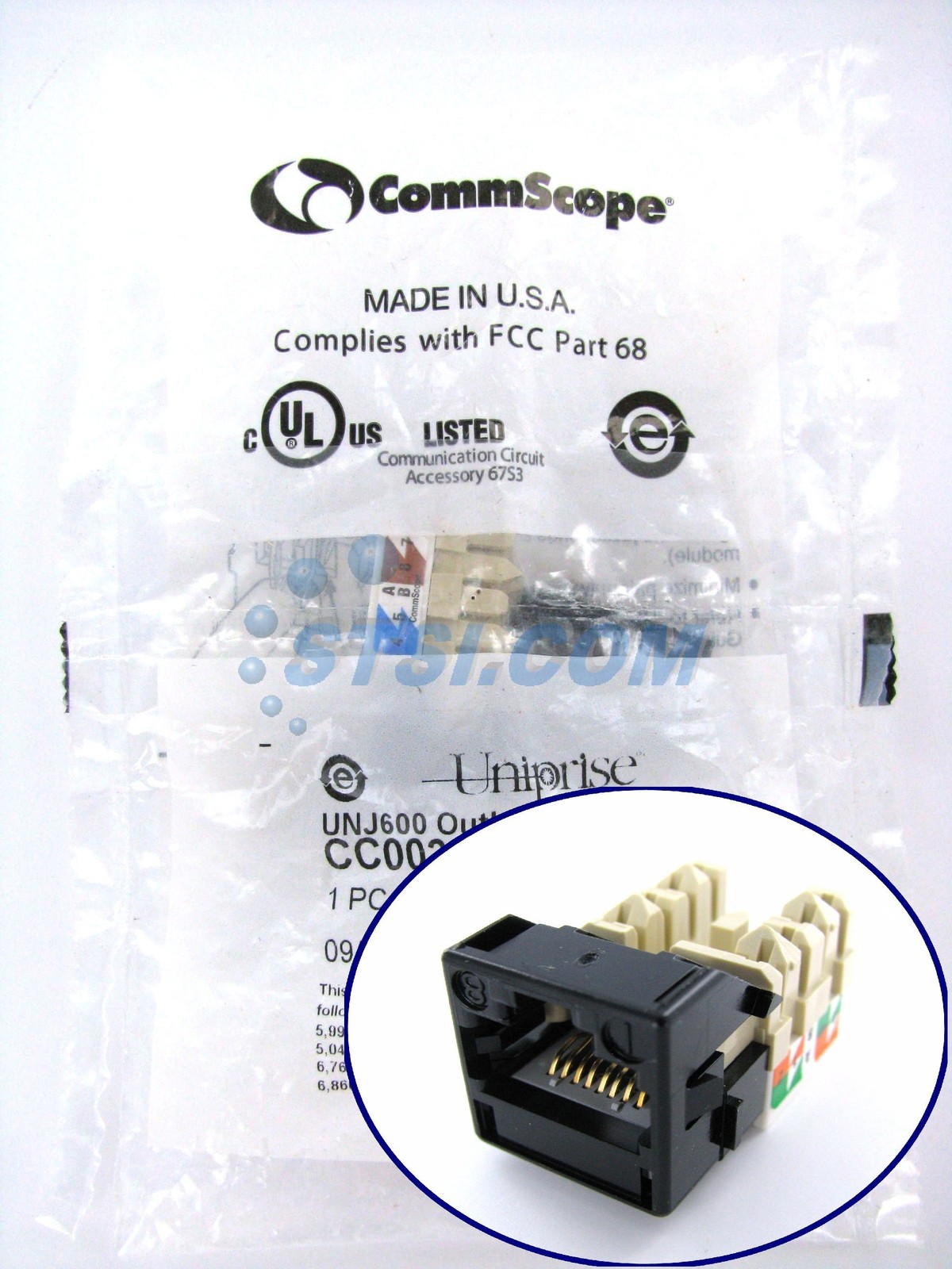 Commscope/Uniprise Cat6 Modular Jack, Black UNJ600-BK ~STSI