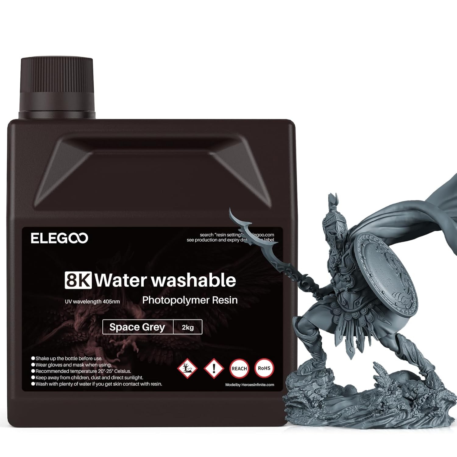 ELEGOO 8K Water Washable Resin Higher Precision 3D Printer 405nm Rapid UV Curing