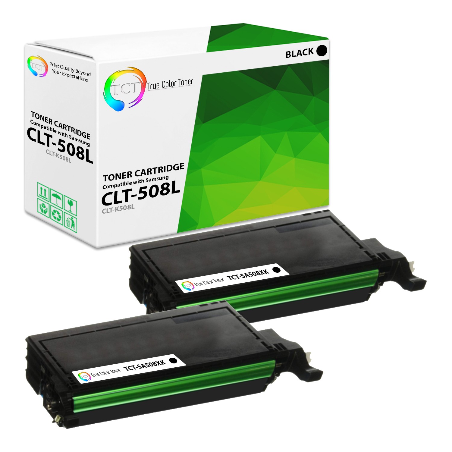 TCT 2PK CLT-K508L Black Toner Cartridge Set For Samsung CLP620 670 CLX 6220 6250