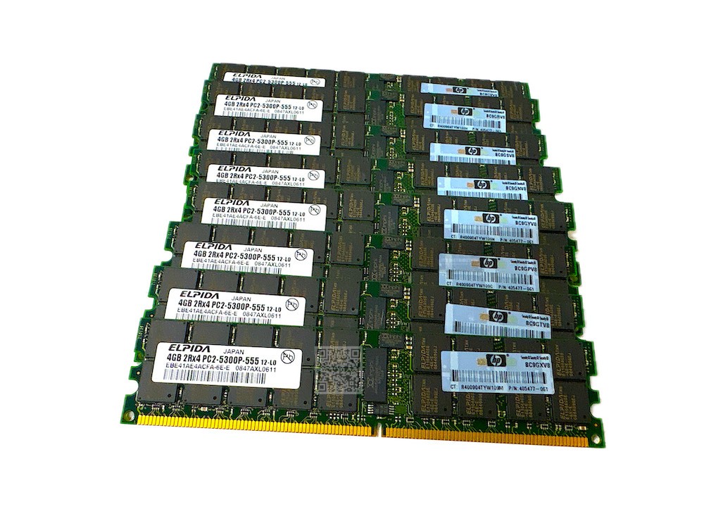 EBE41AE4ACFA-6E-E I GENUINE Elpida 4GB PC2-5300 DDR2 ECC DIMM Memory LOT OF 8