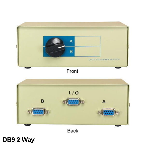2 Way DB9 Female Manual Data Switch Box Rotary Dail Type RS232 Printer Scanner