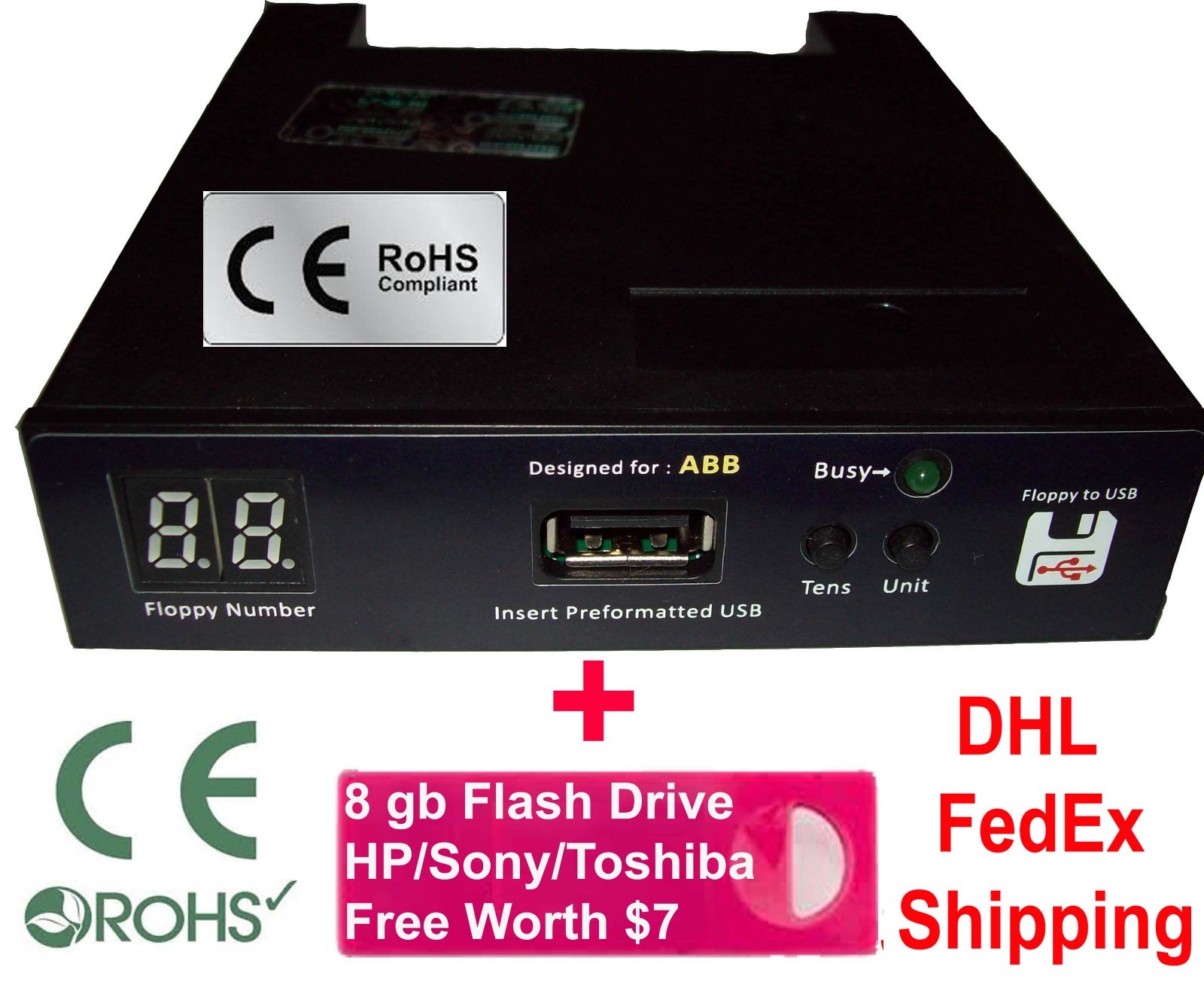 ABB Robot S4 S4C S4C+ Floppy Disk Drive USB converter + 16 gb USB Flash Drive 