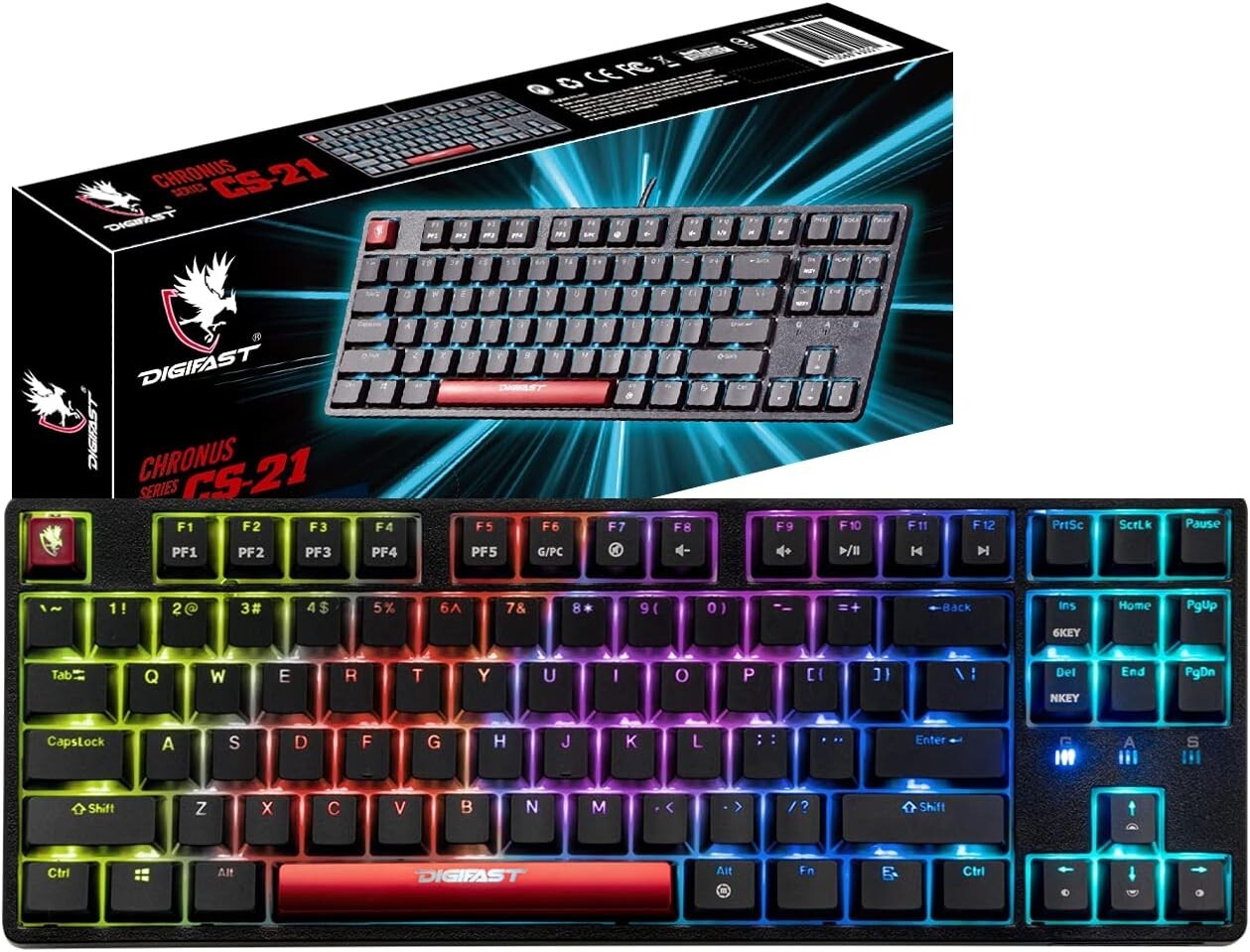 Digifast CS-21 Mechanical Gaming Keyboard RGB Gaming Keyboard Tenkeyless TKL