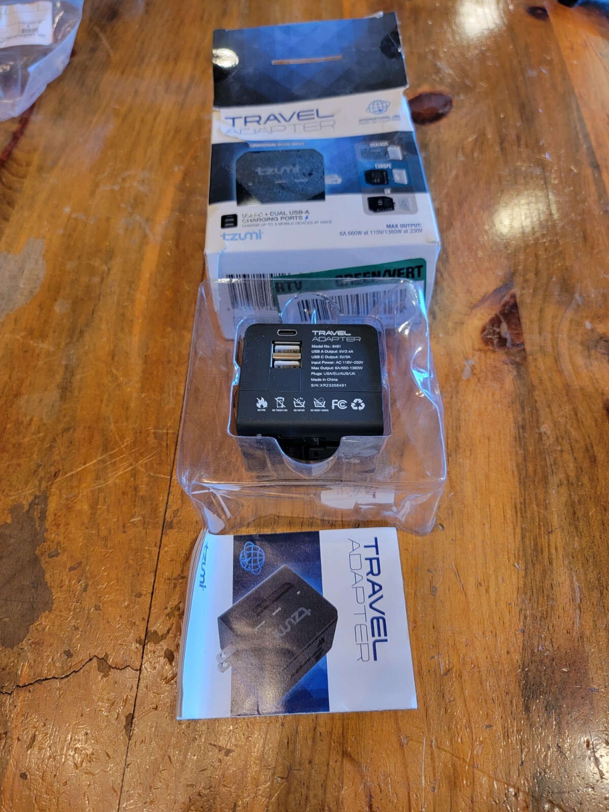 Tzumi 8481HD Dual USB and USB-C Travel Adapter