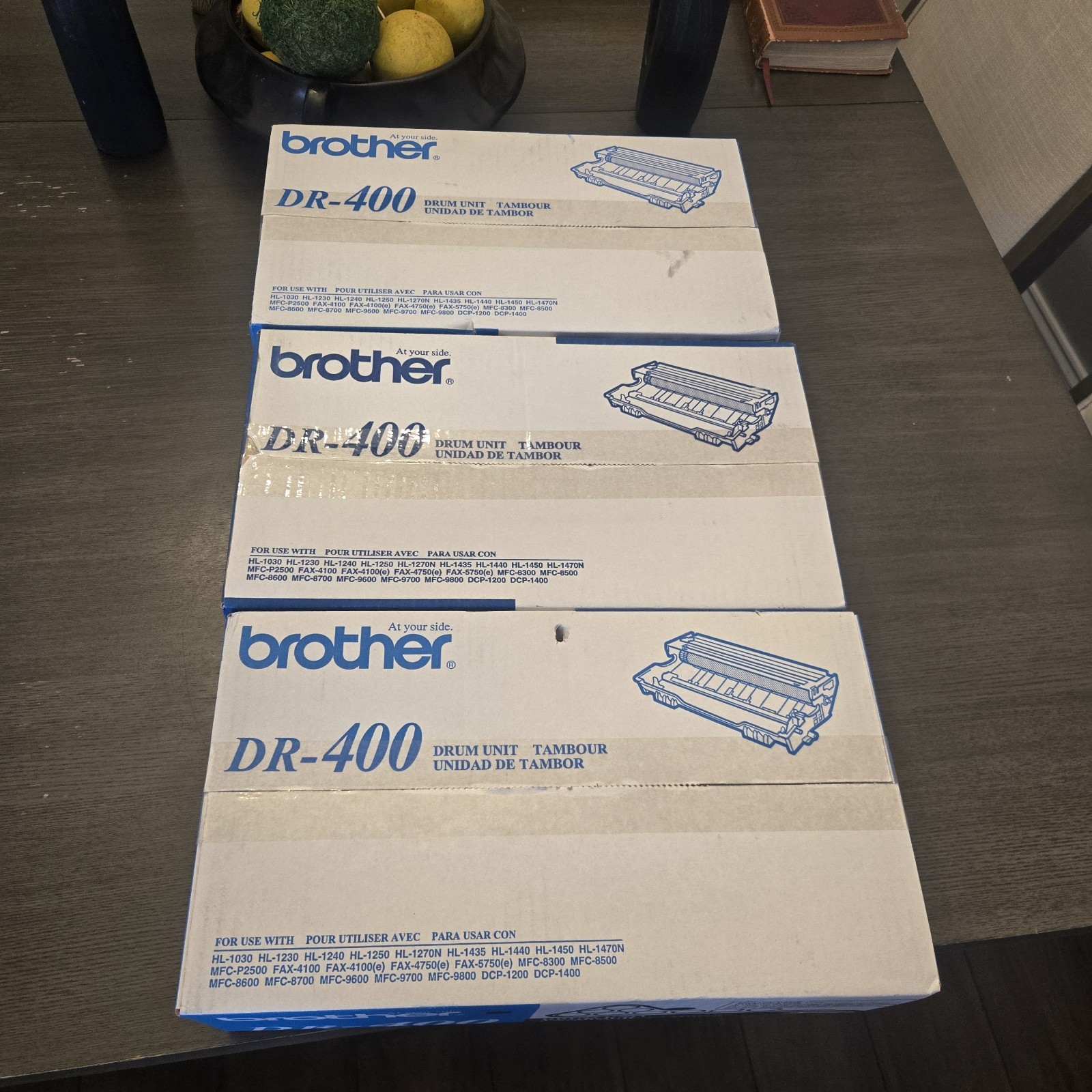 3 Brother DR-400 Drum Units OEM BRAND NEW SEALED Original Box