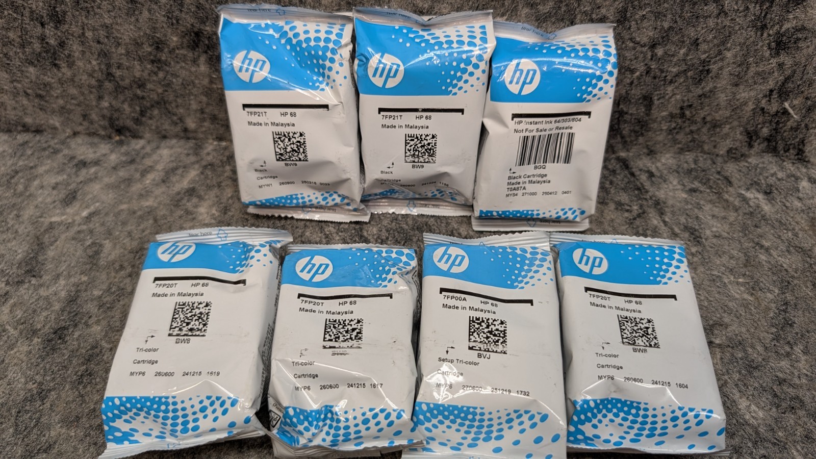 HP  68 – (3) Black & (4) Tri‑Color Ink Cartridges - 7 TOTAL 🔥NEW Genuine Sealed