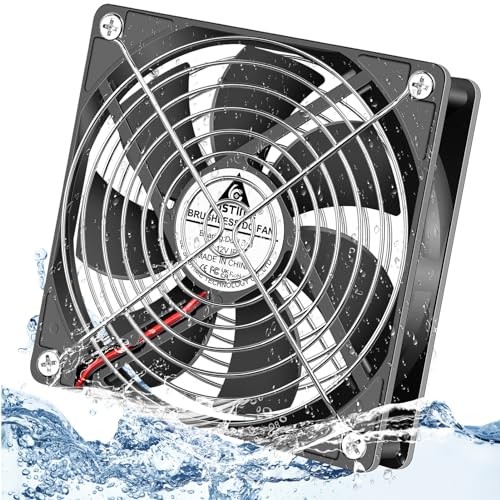GDSTIME 120mm x 25mm 12V DC IP67 Waterproof Fan 2Pin Dual Ball High Speed