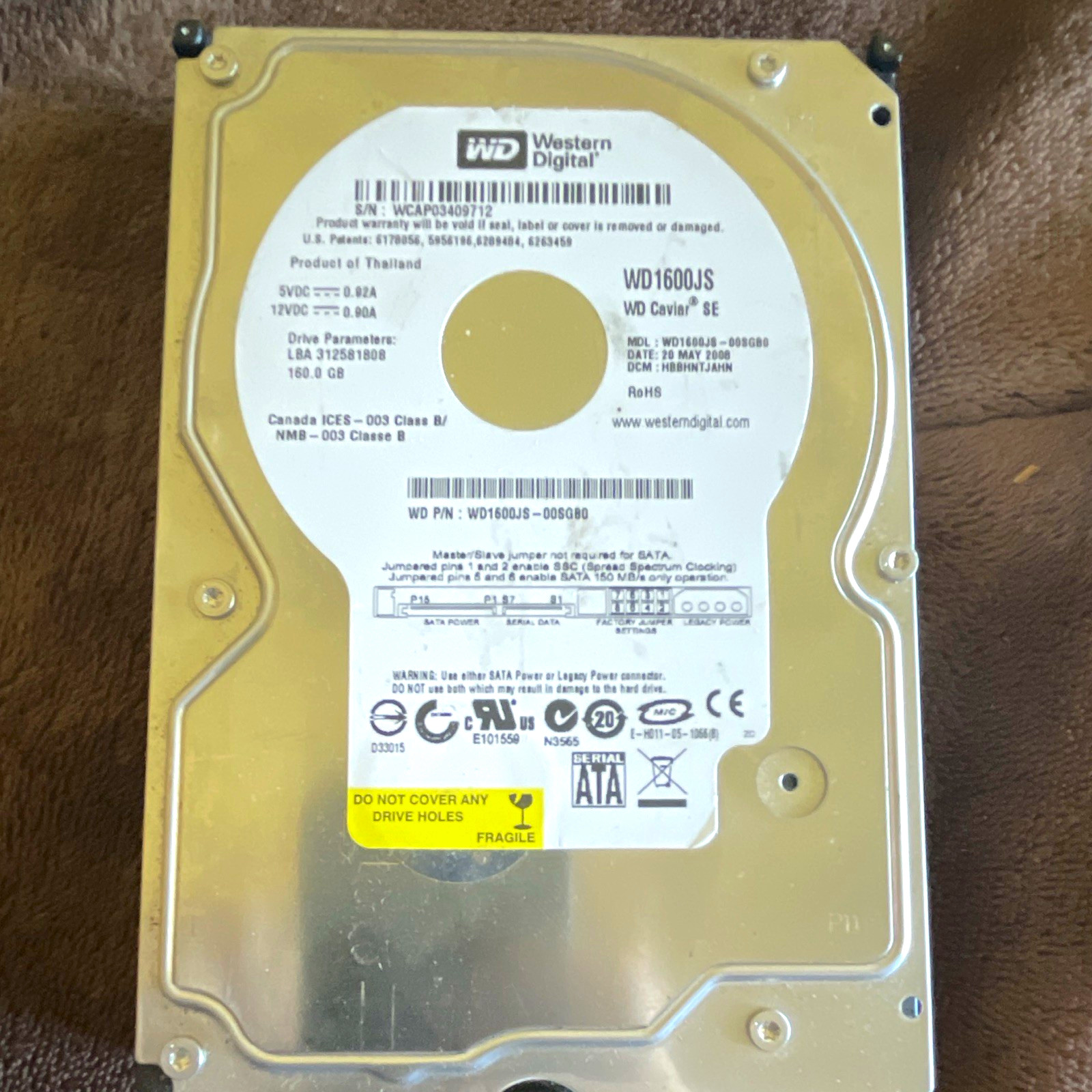 Western Digital WD Caviar SE WD1600JS 160GB 3.5" SATA II 7200RPM 8MB HDD