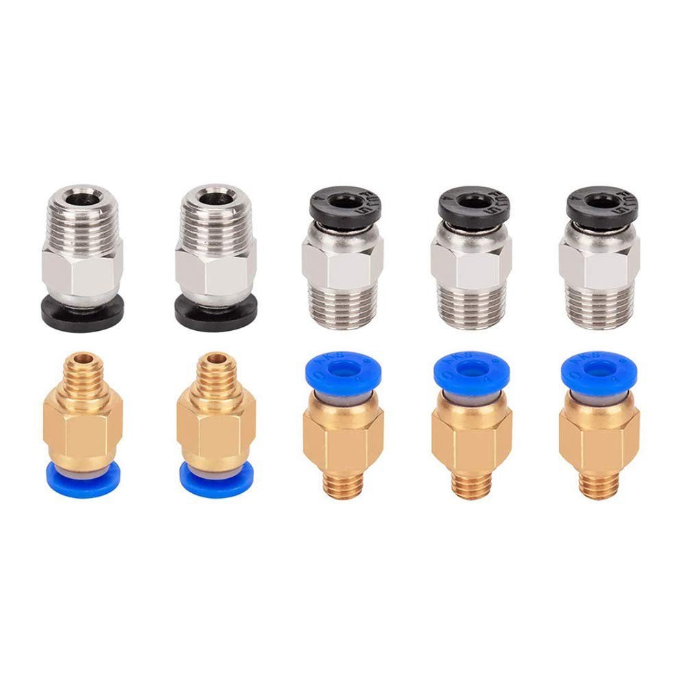 Aokin 5 Pcs PC4-M6 Pneumatic Fitting and 5 PC4-M10 4 mm, 10Pcs Mix
