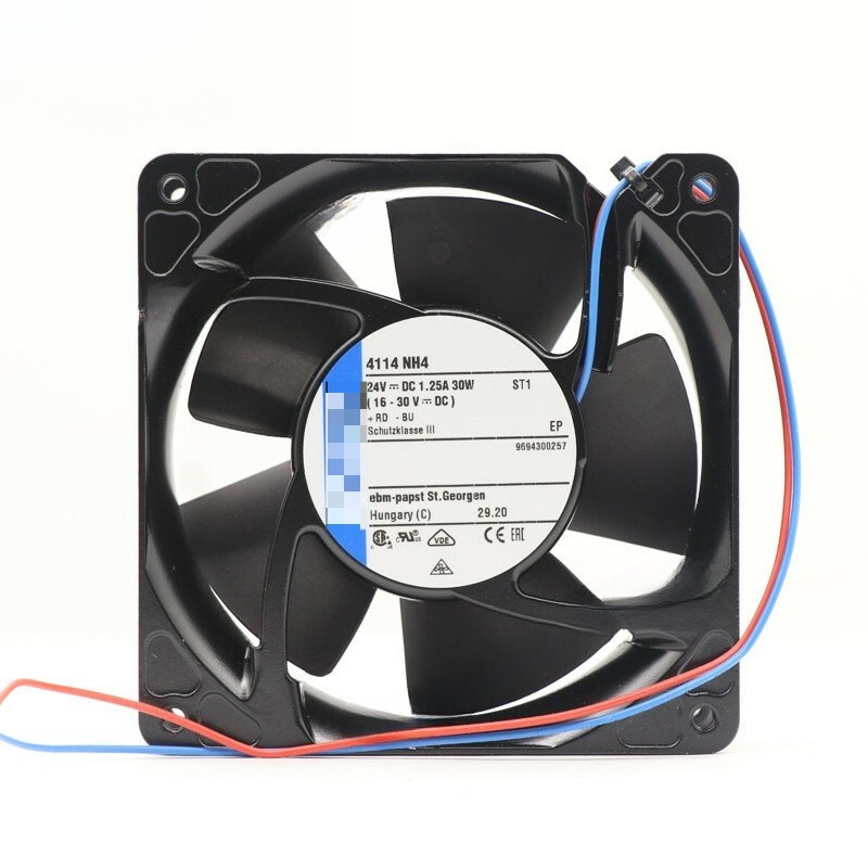 Ebmpapst 4114NH4 Axial Fan 24V 1.25A 30W 120*120*38MM 2-wire Cabinet Cooling Fan